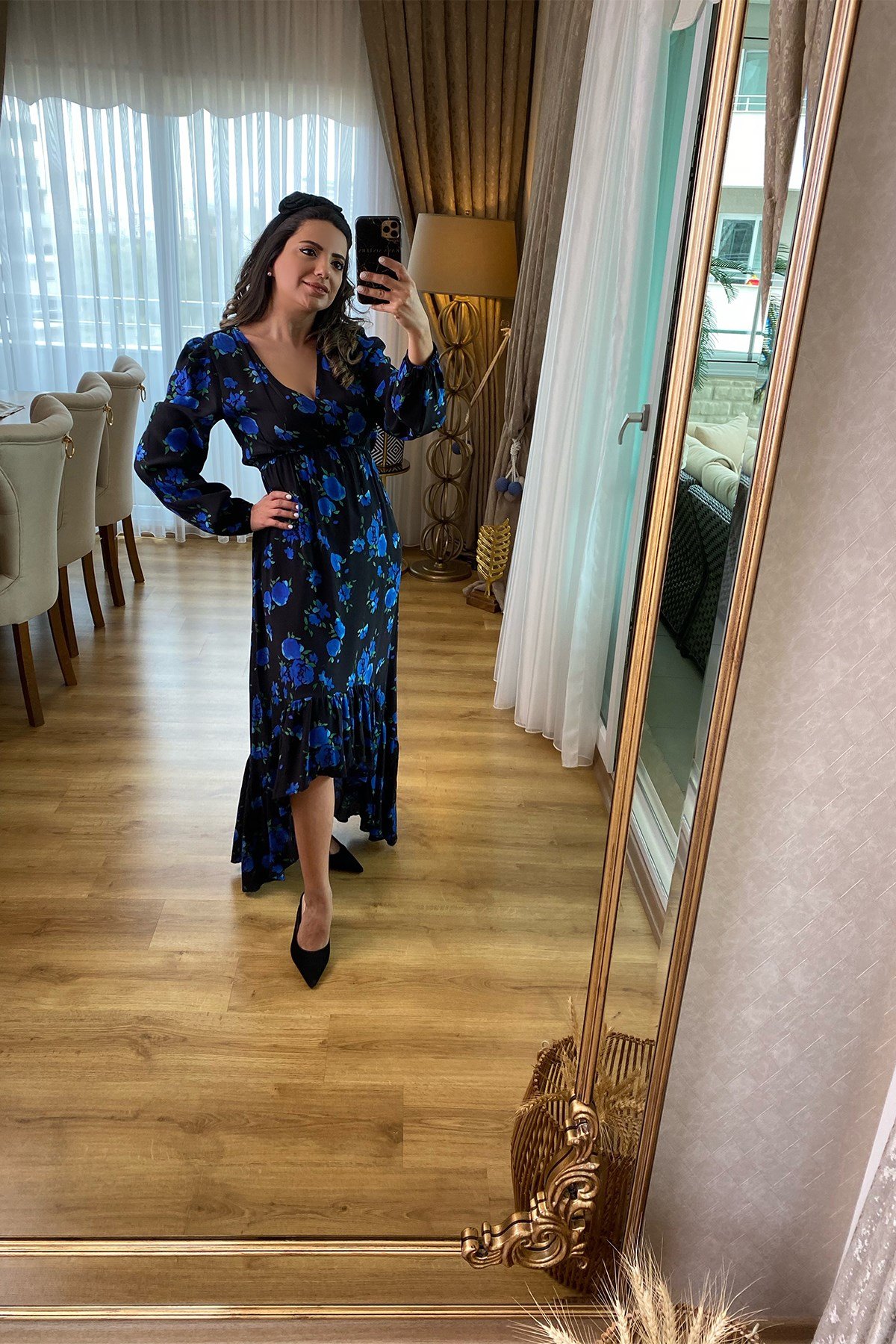 Asimetrik Desenli Elbise