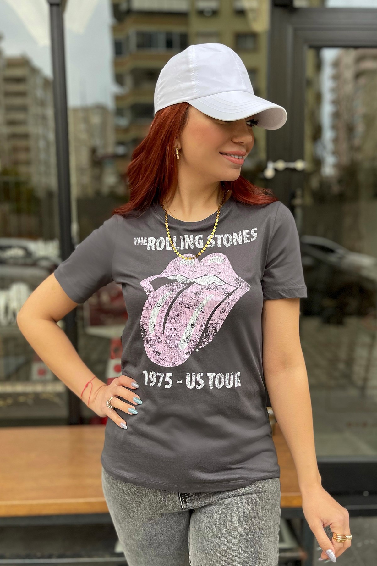 Baskılı Gri Tshirt