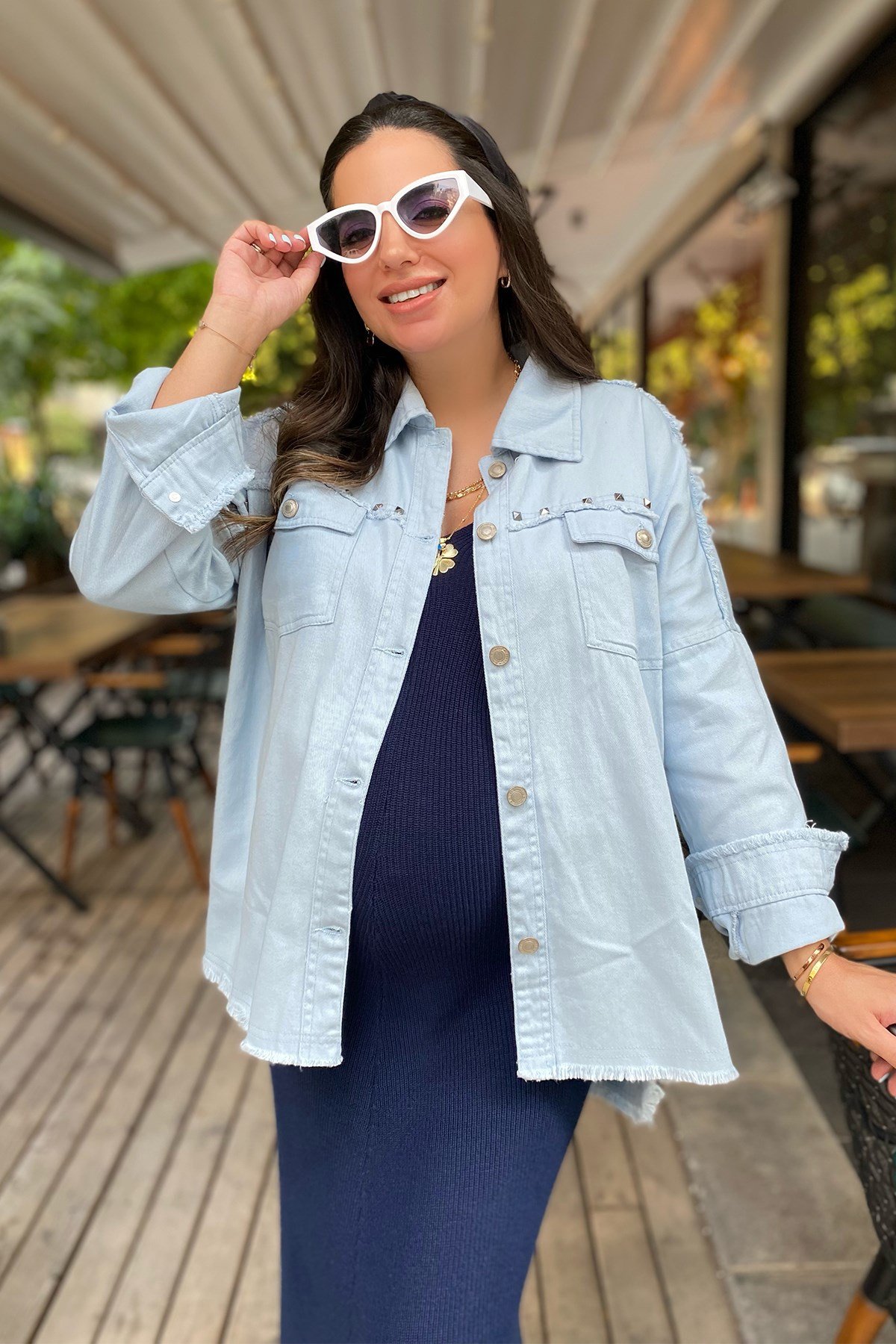 Bebe Mavi Rivetli Ceket