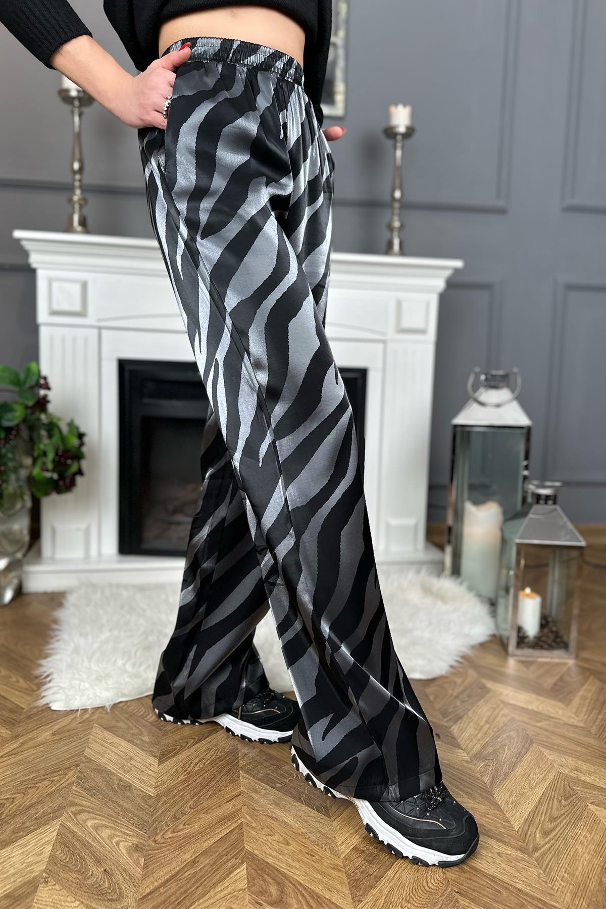 Beli Lastikli Zebra Desen Pantolon