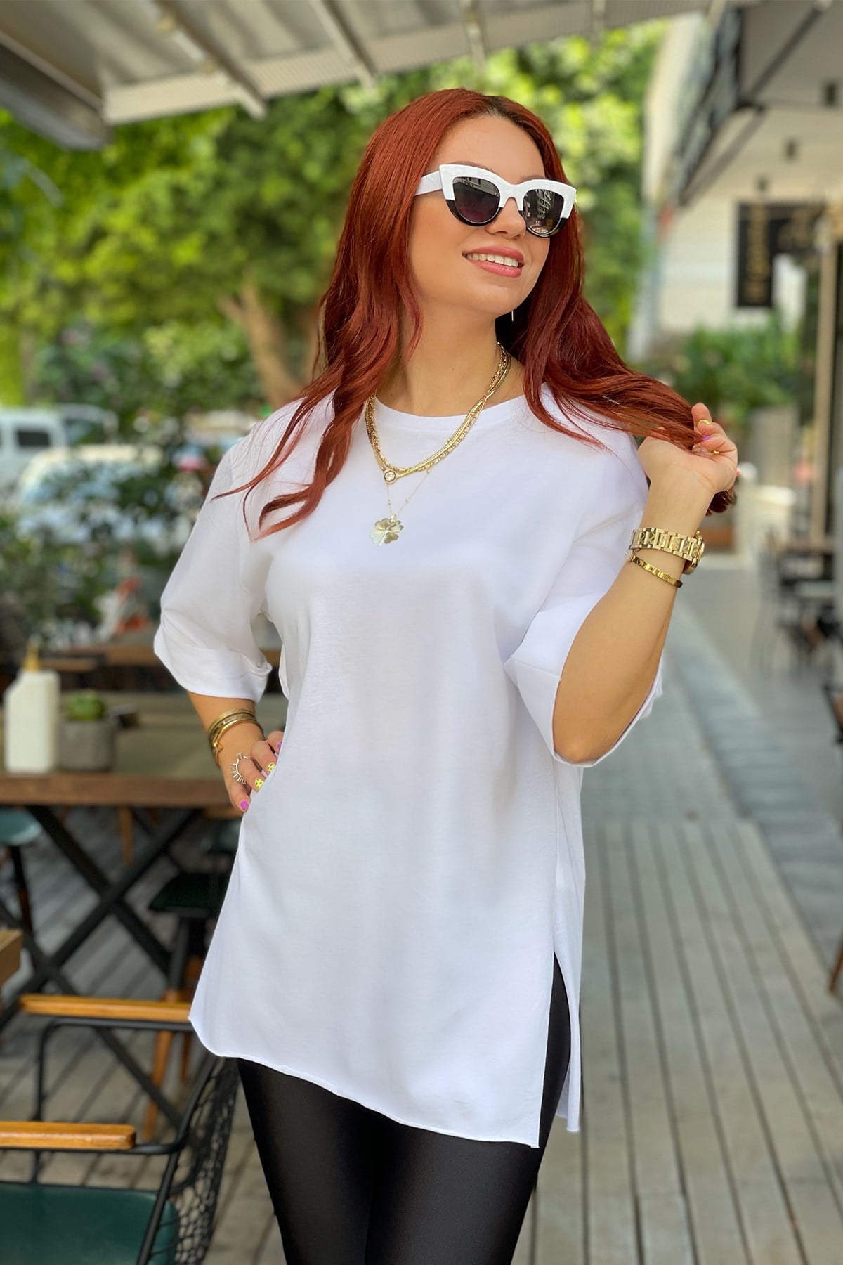 Beyaz Basic Uzun Boyfriend Tshirt