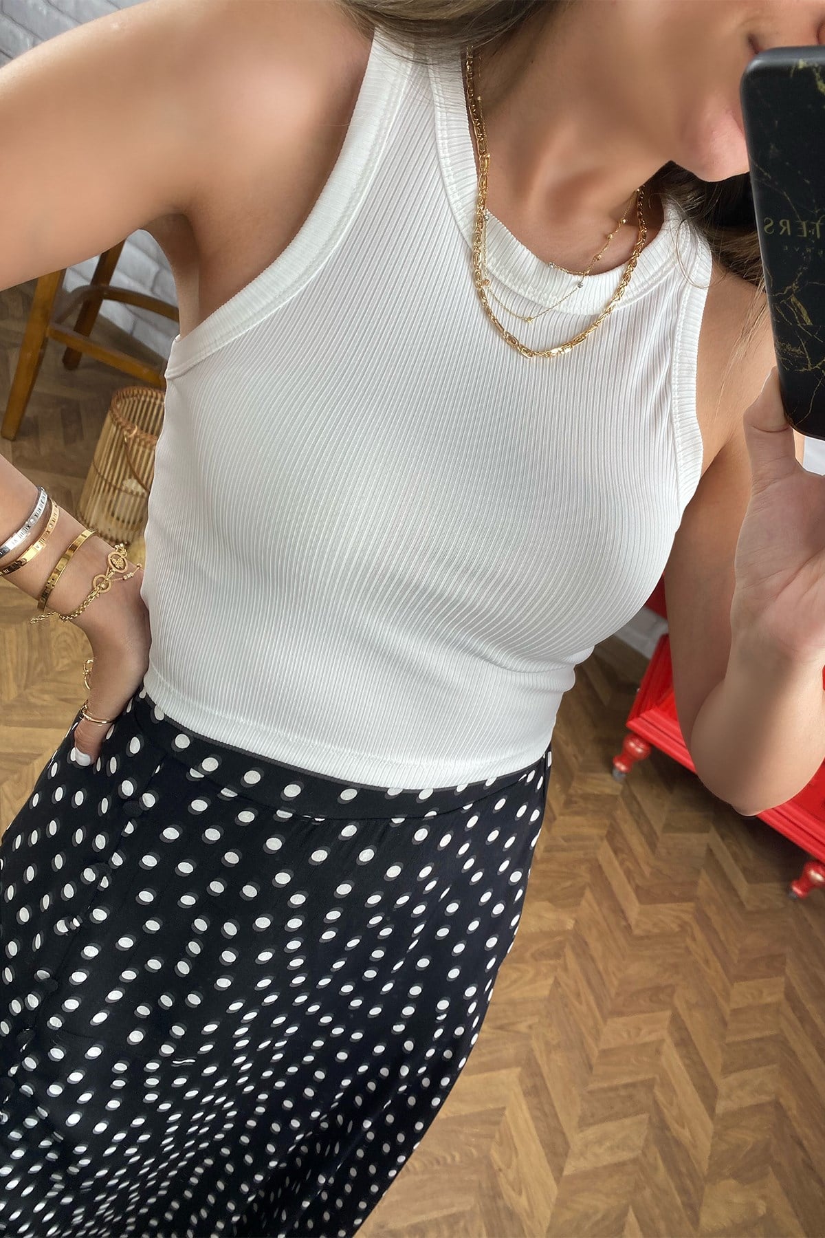 Beyaz Fitilli  Crop Top