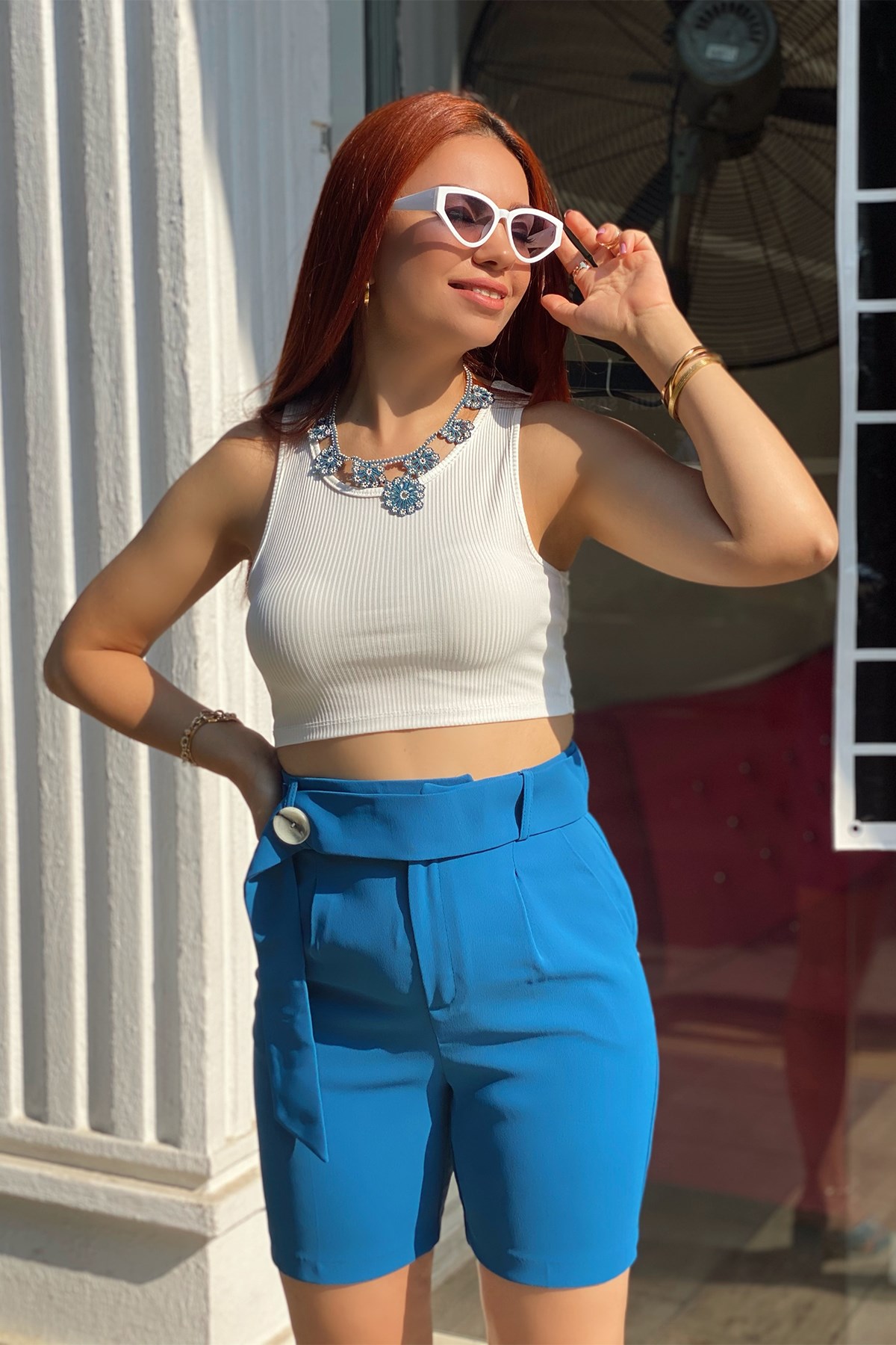 Beyaz Fitilli Crop Top