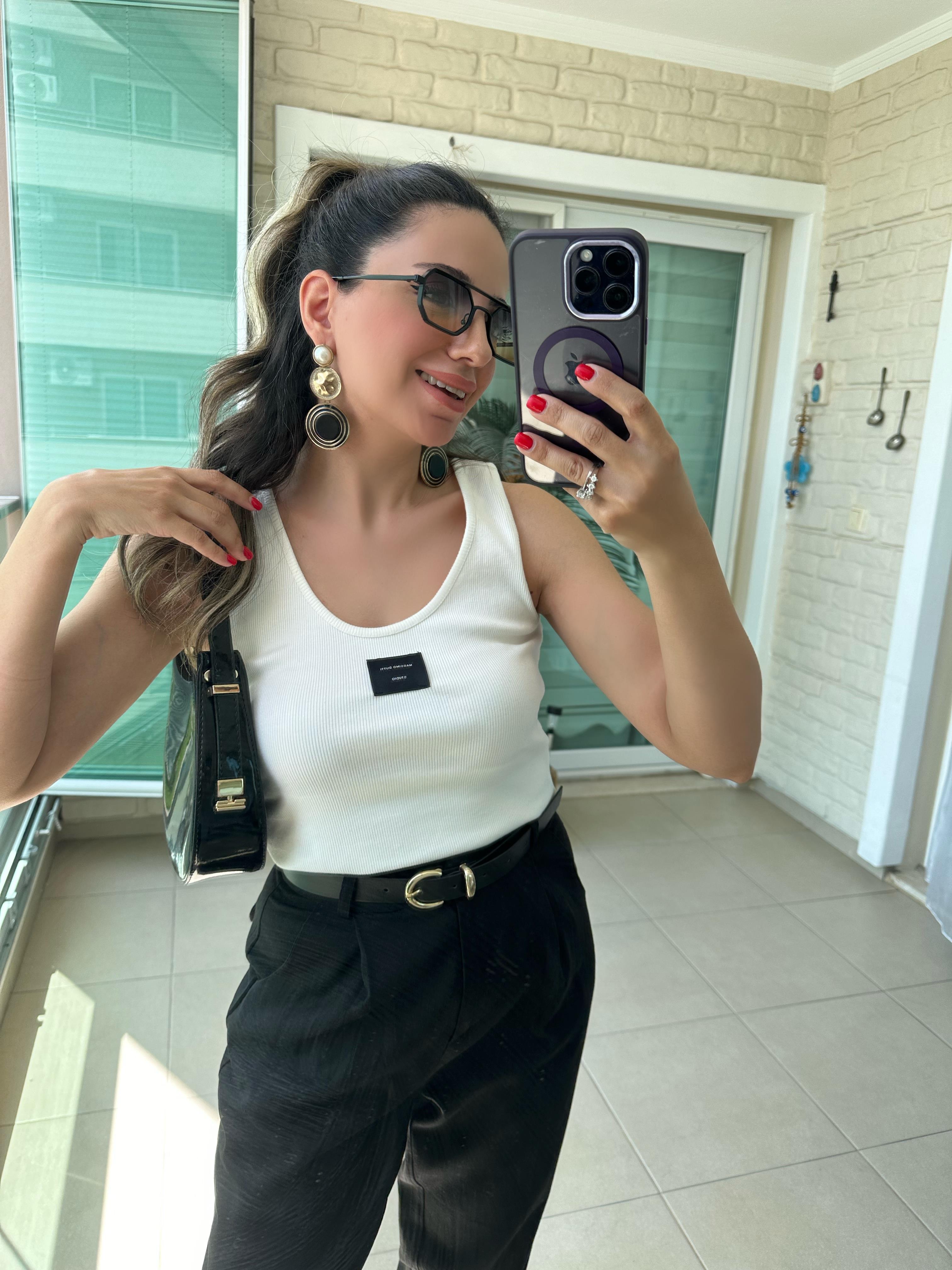 Beyaz Orj Fitilli Atlet Bluz