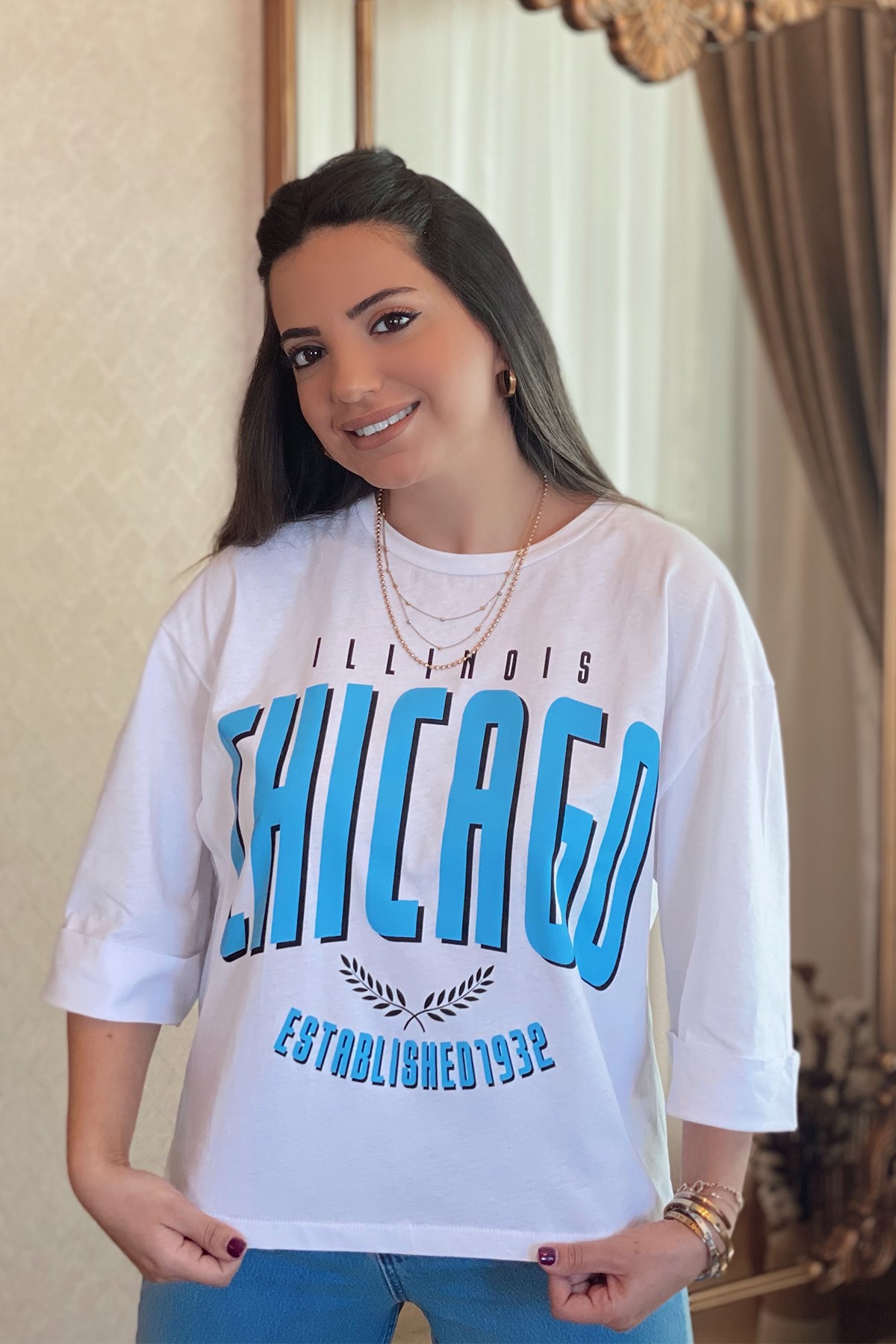 Chicago Baskılı Tshirt