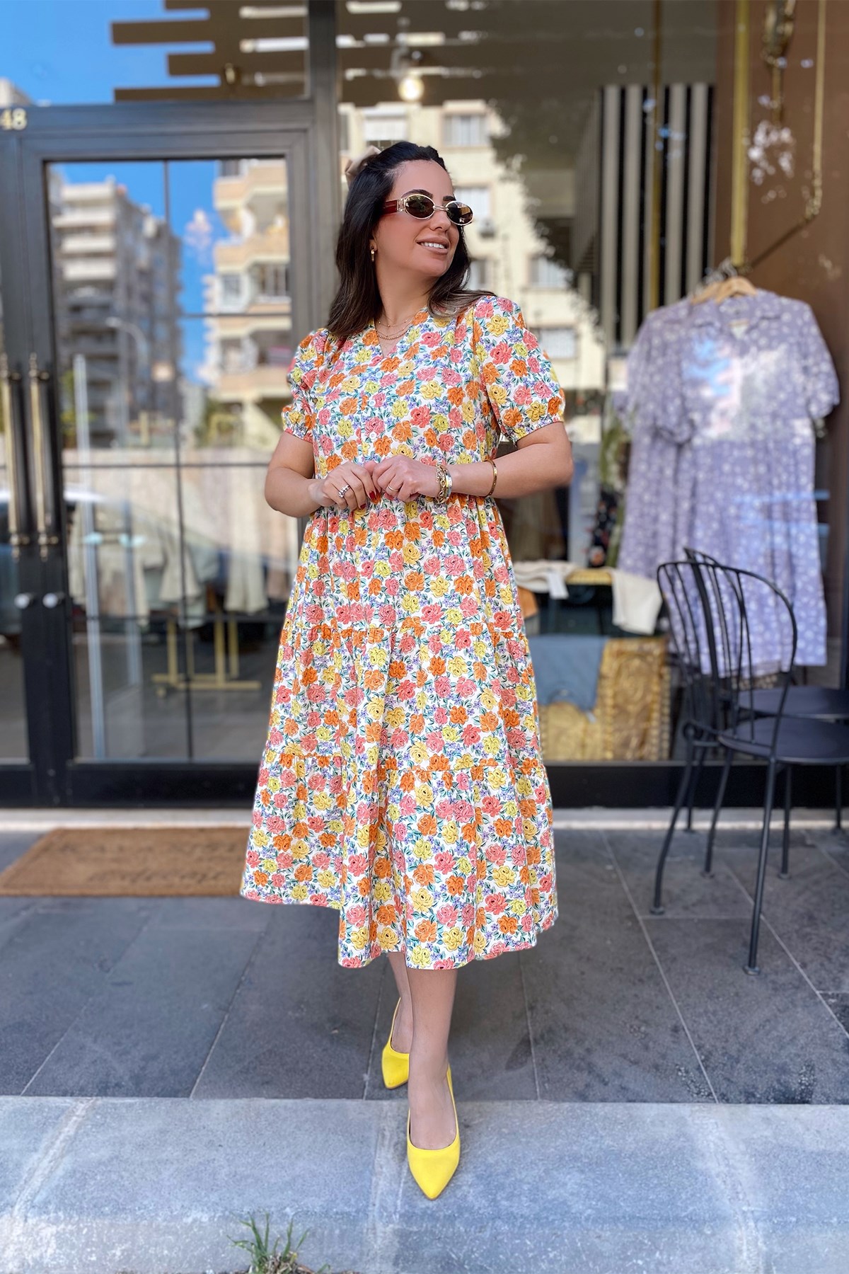 Çiçek Desenli Bahar Elbise