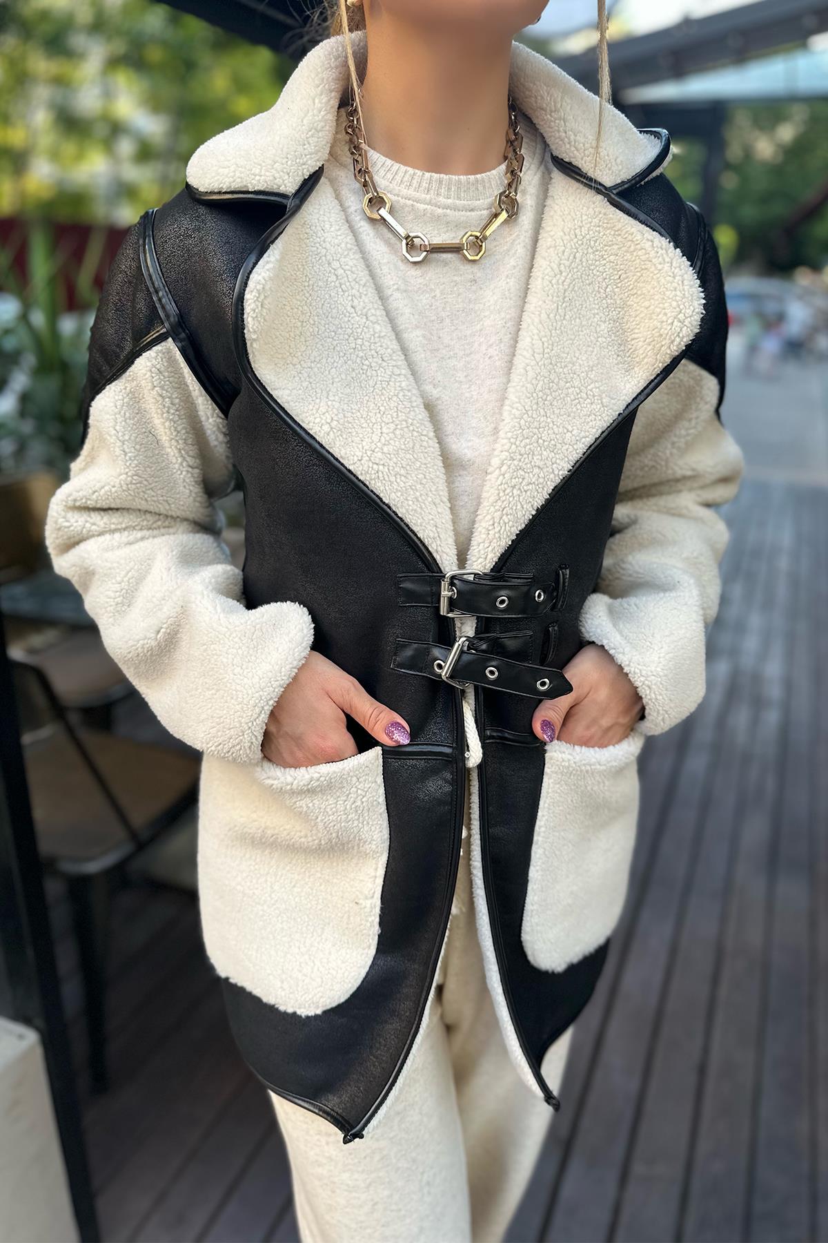 Deri Detaylı Peluş Kaban