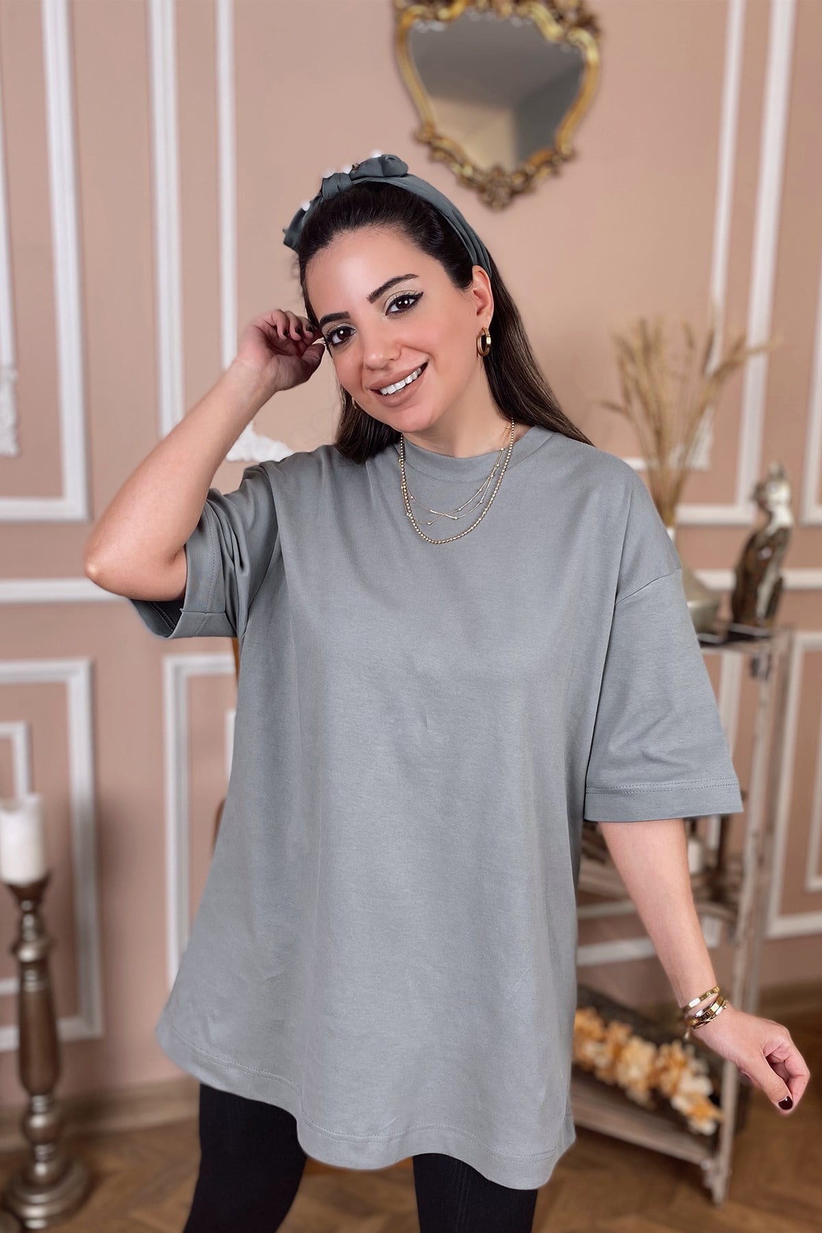 Gri Pamuk Kumaş Basic Tshirt