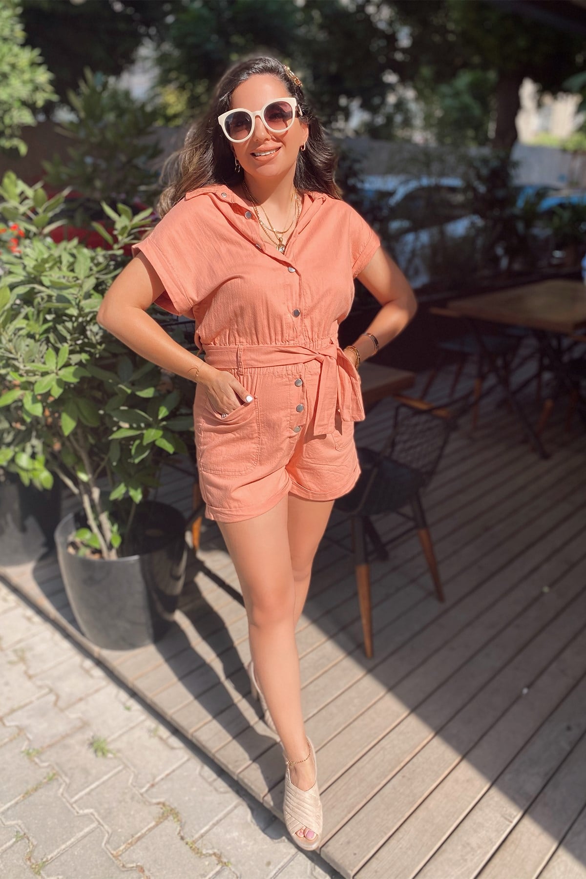 Gülkurusu Pamuk Kumaş Şort Tulum