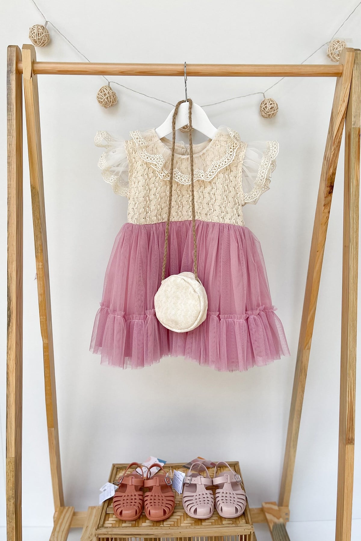 Güpür Detaylı Lila Tütü  Elbise