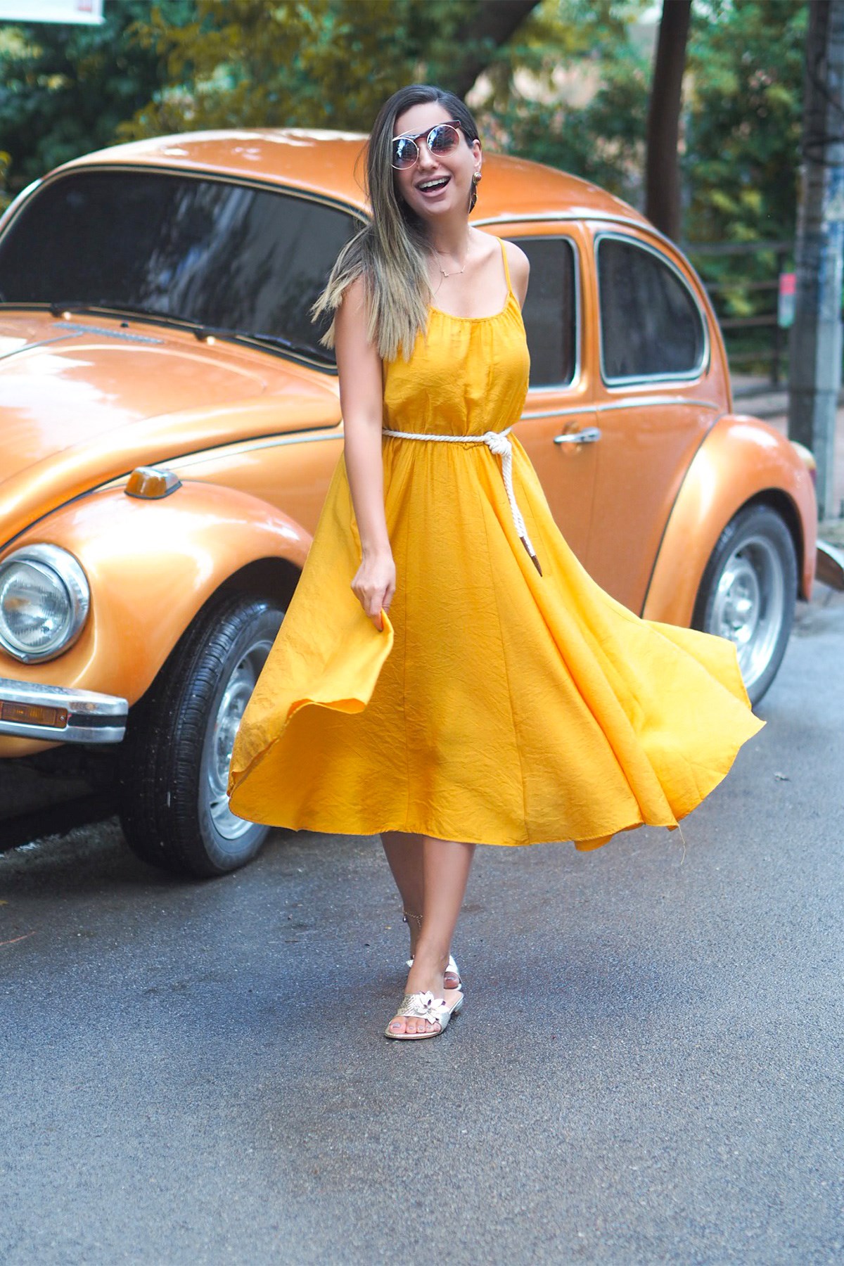 Halat Kuşaklı Kloş Elbise