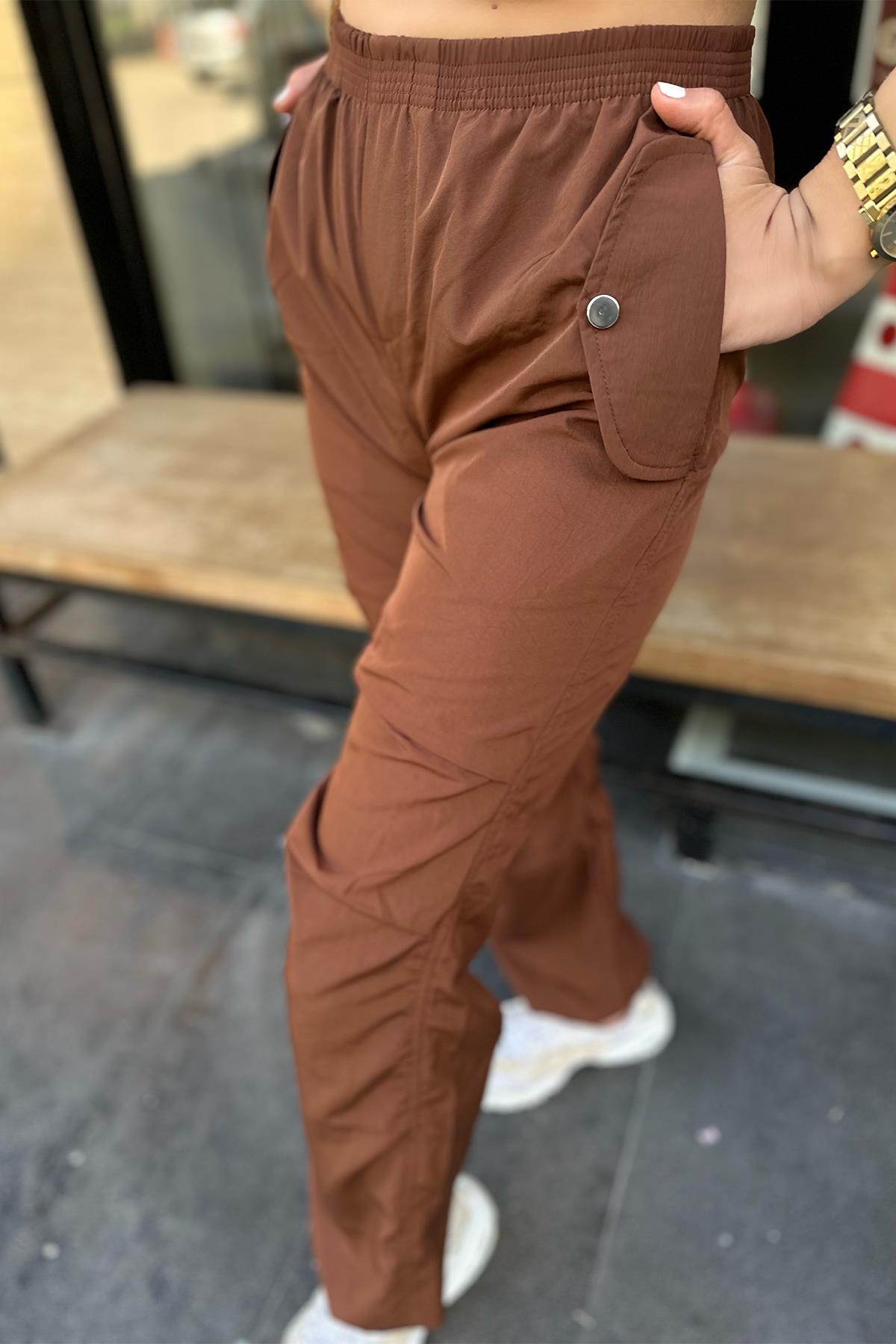 Kahve Paraşüt Kumaş Kargo Pantolon