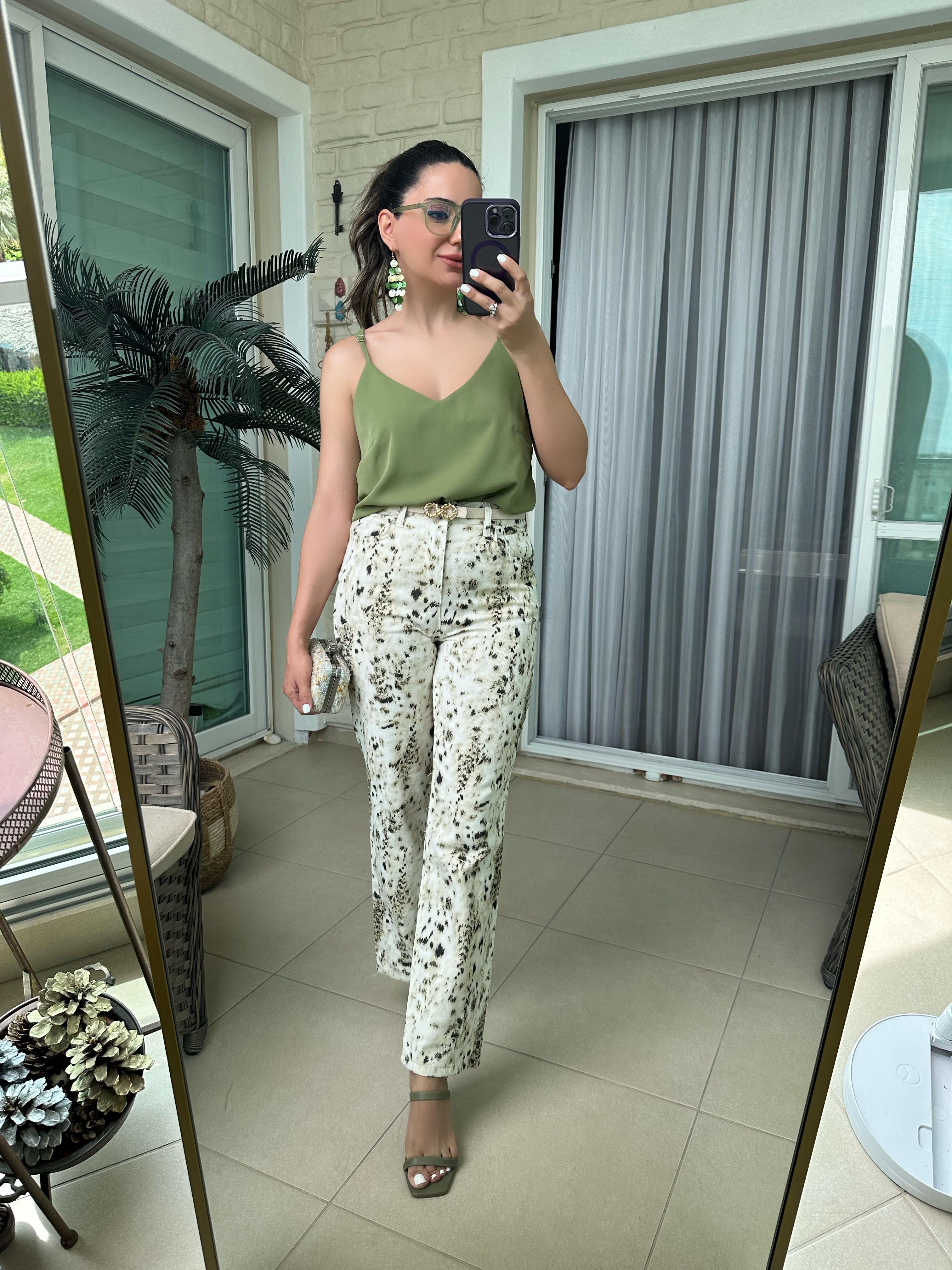 Kendinden Desenli Pantolon