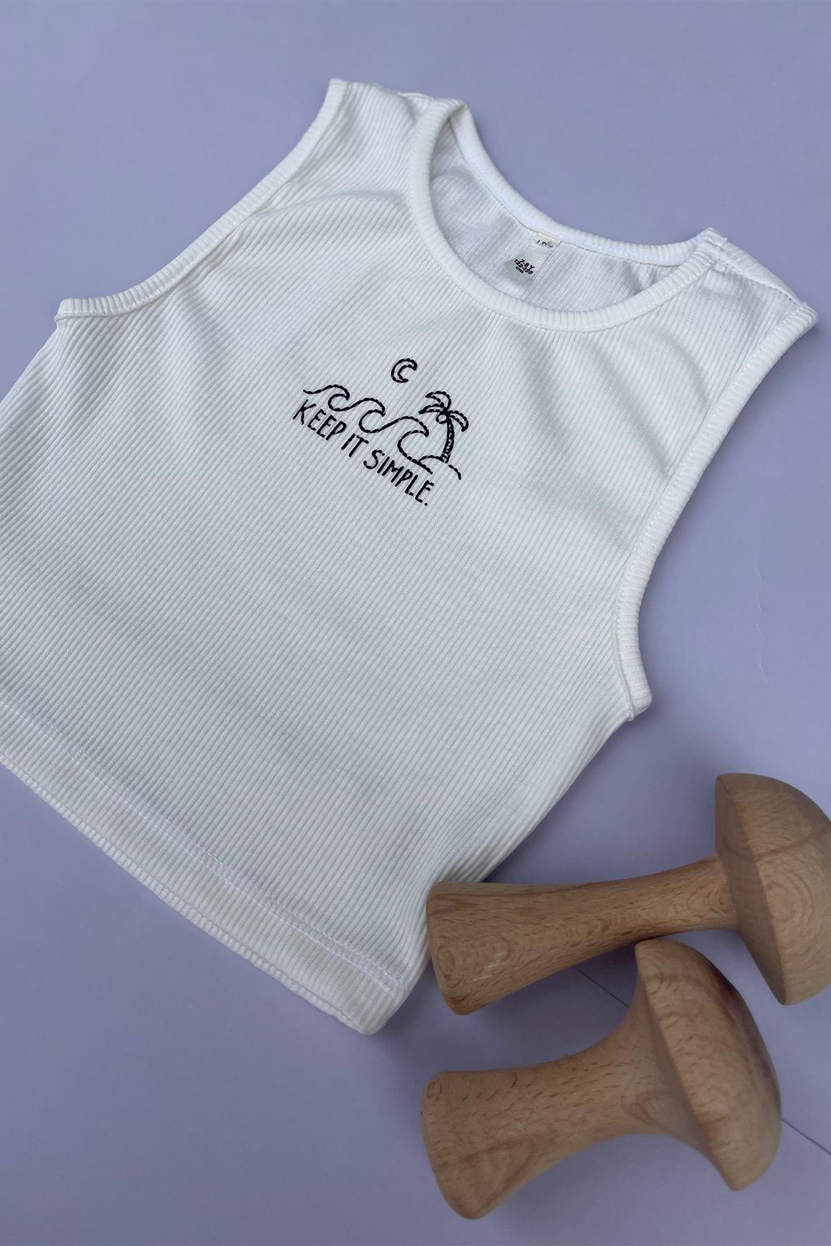 Kids Beyaz Crop Atlet