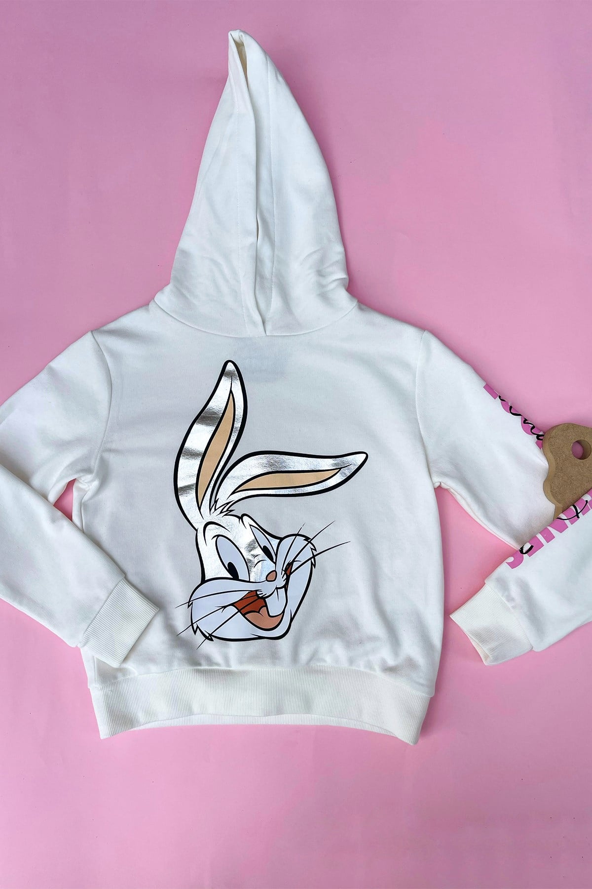 Kids Beyaz Kapşonlu  Sweatshirt