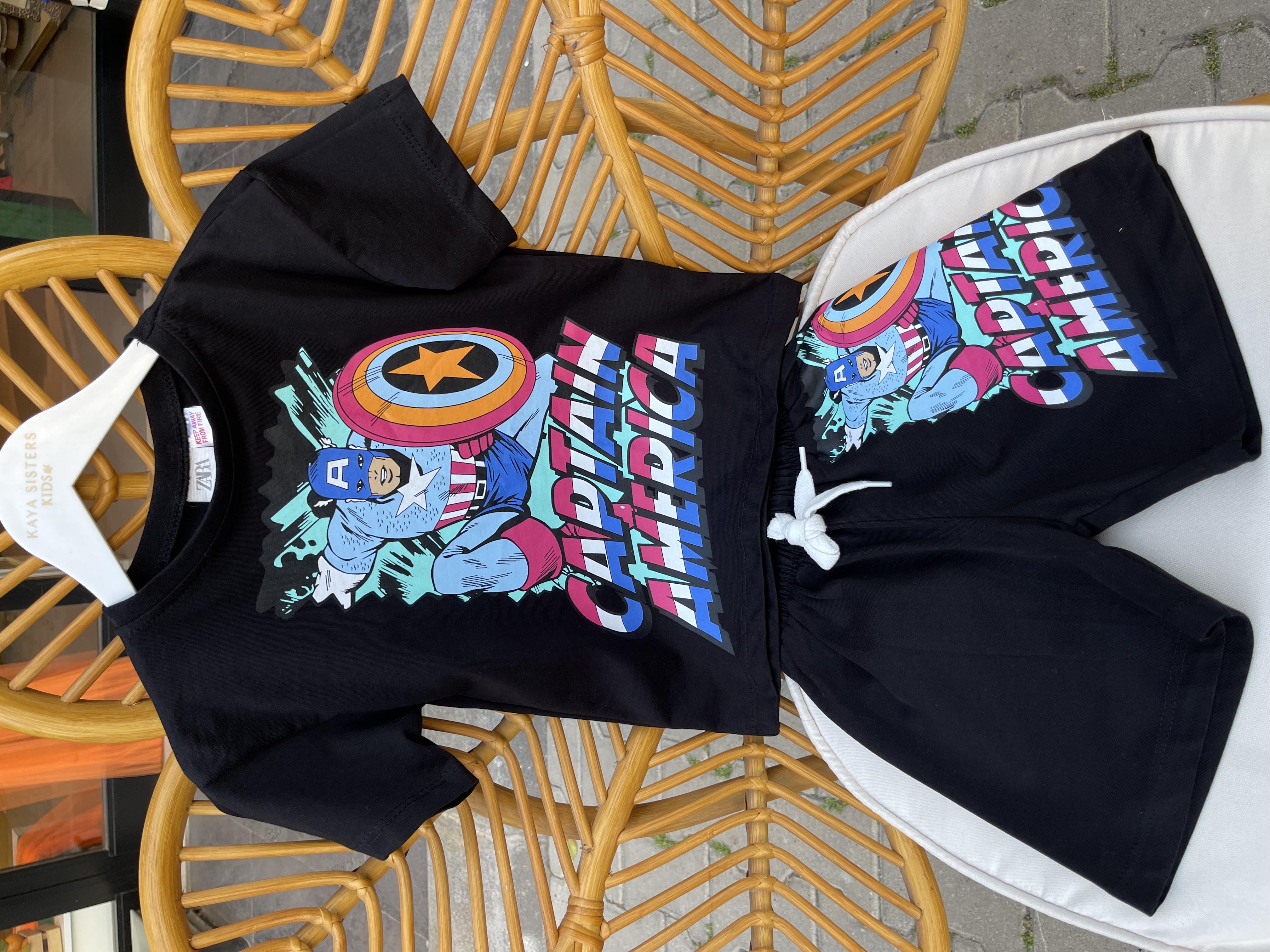 Kids Captain Siyah Baskılı Takım