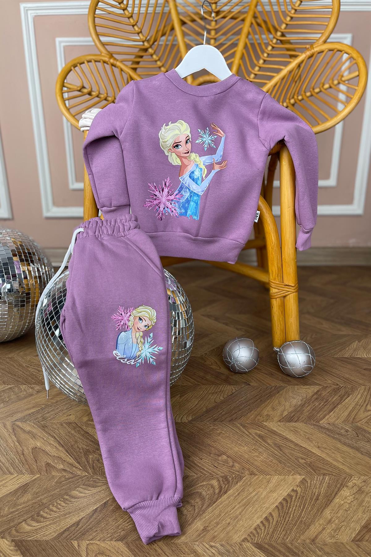 Kids Els Desenli Mor 3 İplik Takım
