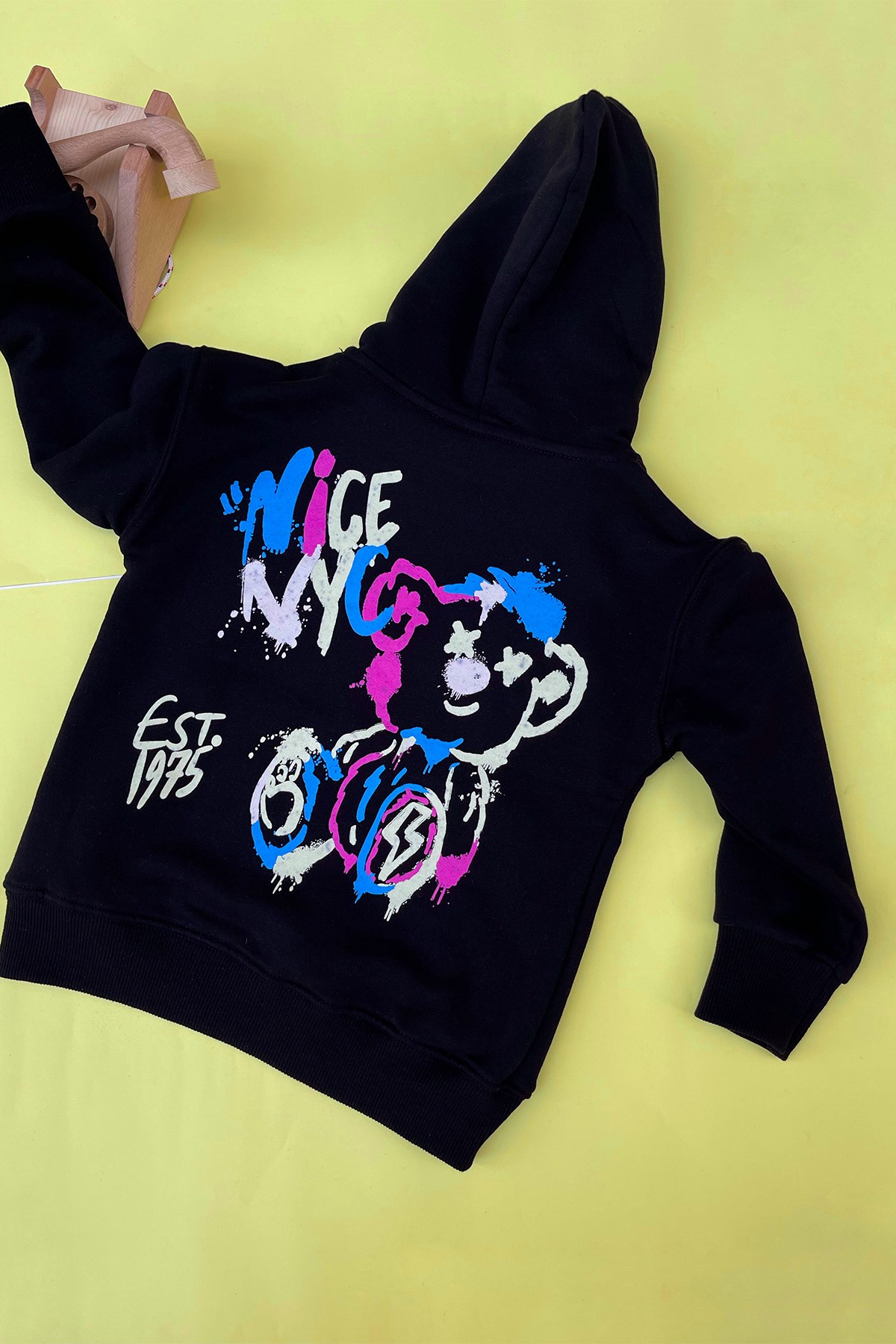 Kids Kapşonlu Siyah Unisex Sweatshirt