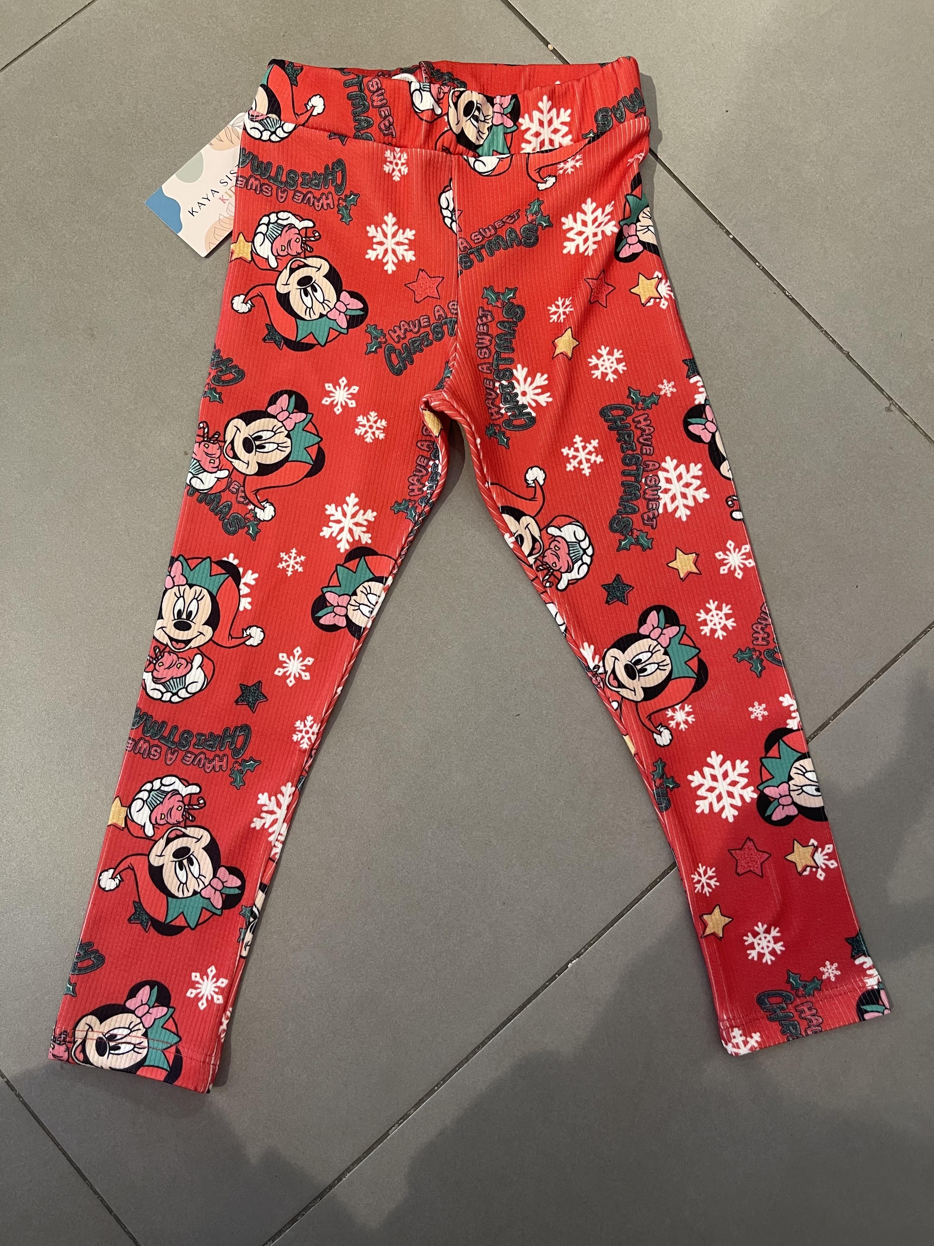 Kids Kırmızı Mickey Baskılı İçi Şardonlu Tayt