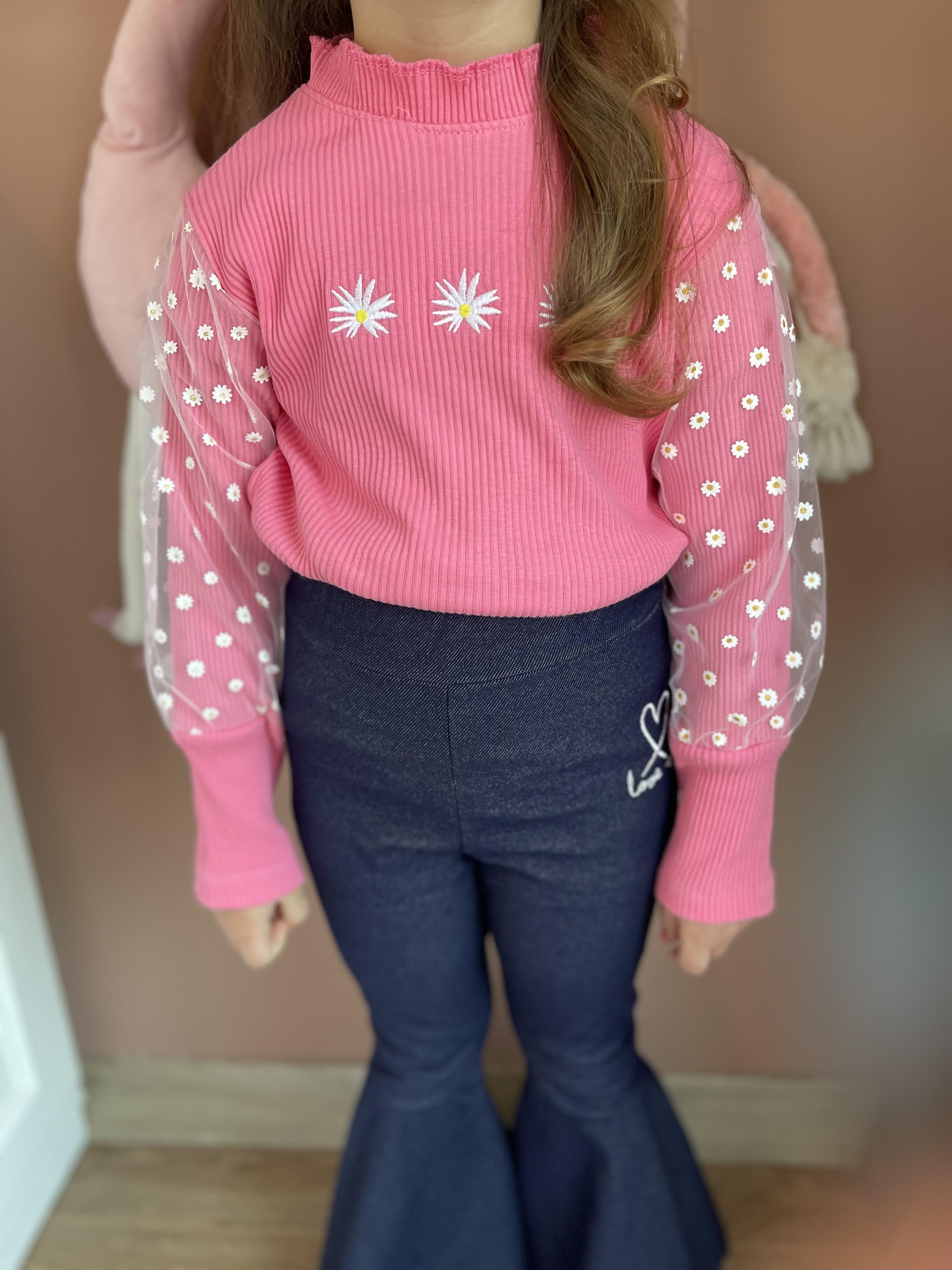 Kids Kolu Tül Papatya Detaylı Bluz