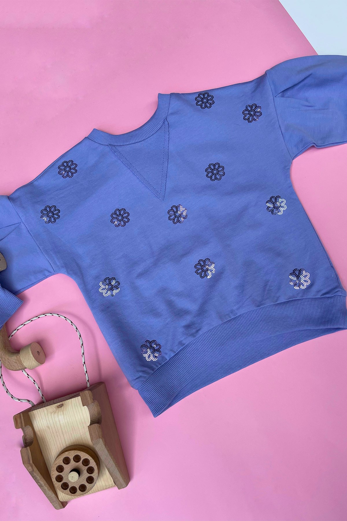 Kids Lila Pul Nakışlı Sweatshirt