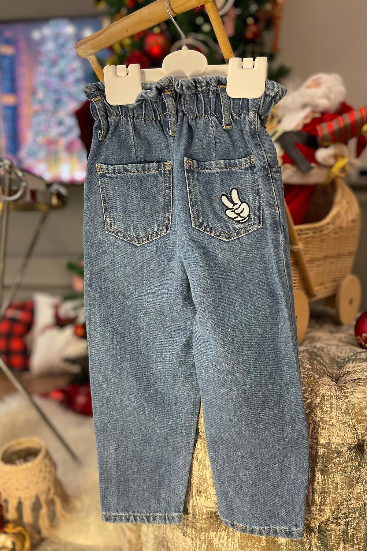 Kids Mickey Detaylı Kot Pantolon