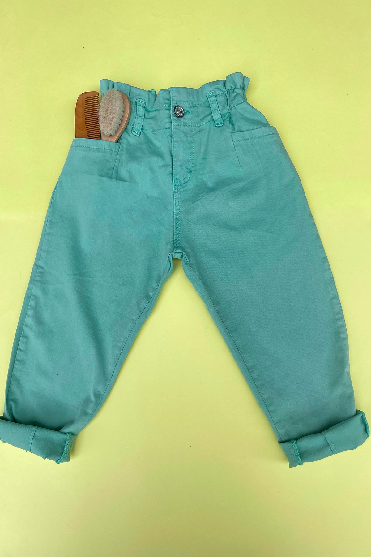 Kids Mint Yeşil Keten Pantolon