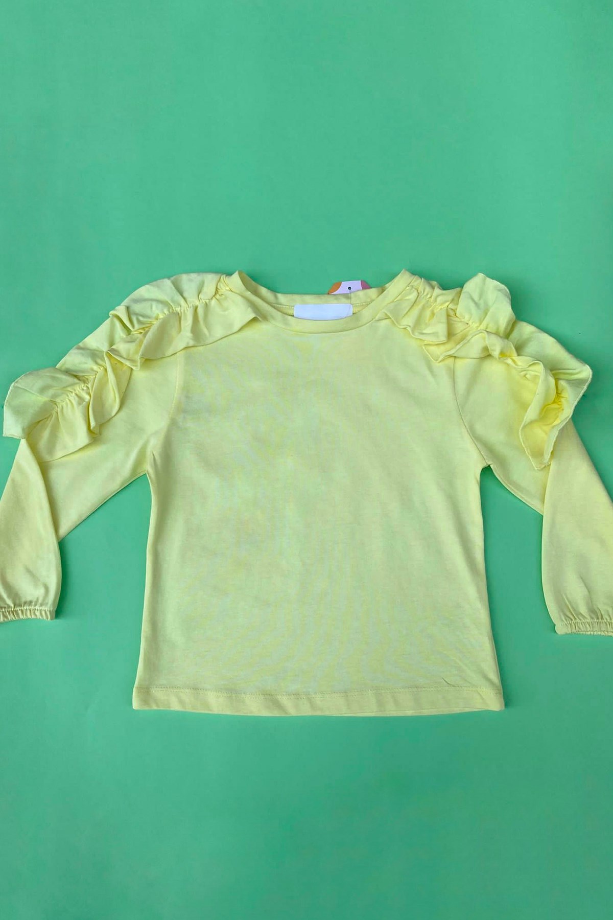 Kids Omuz Fırfır Detaylı Sarı Sweatshirt