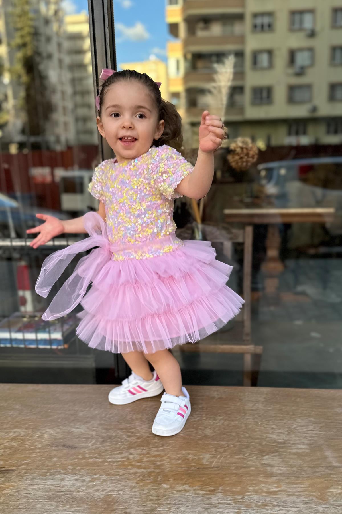 Kids Payetli Sisi Kız Elbise