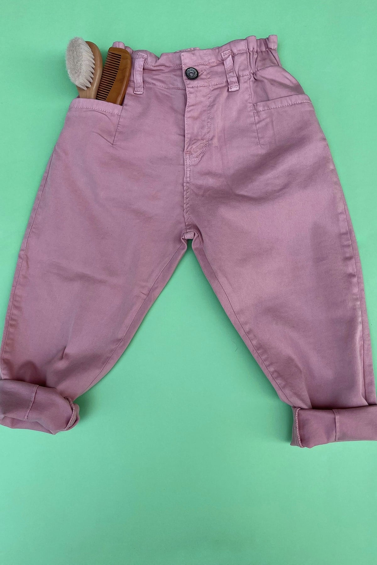 Kids Pembe Keten Pantolon
