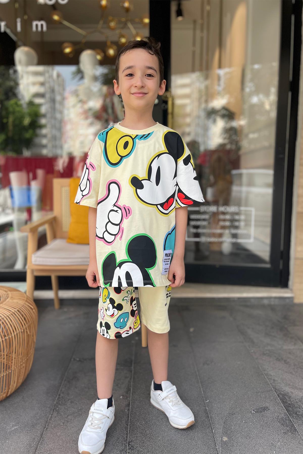 Kids Sarı Baskılı Takım