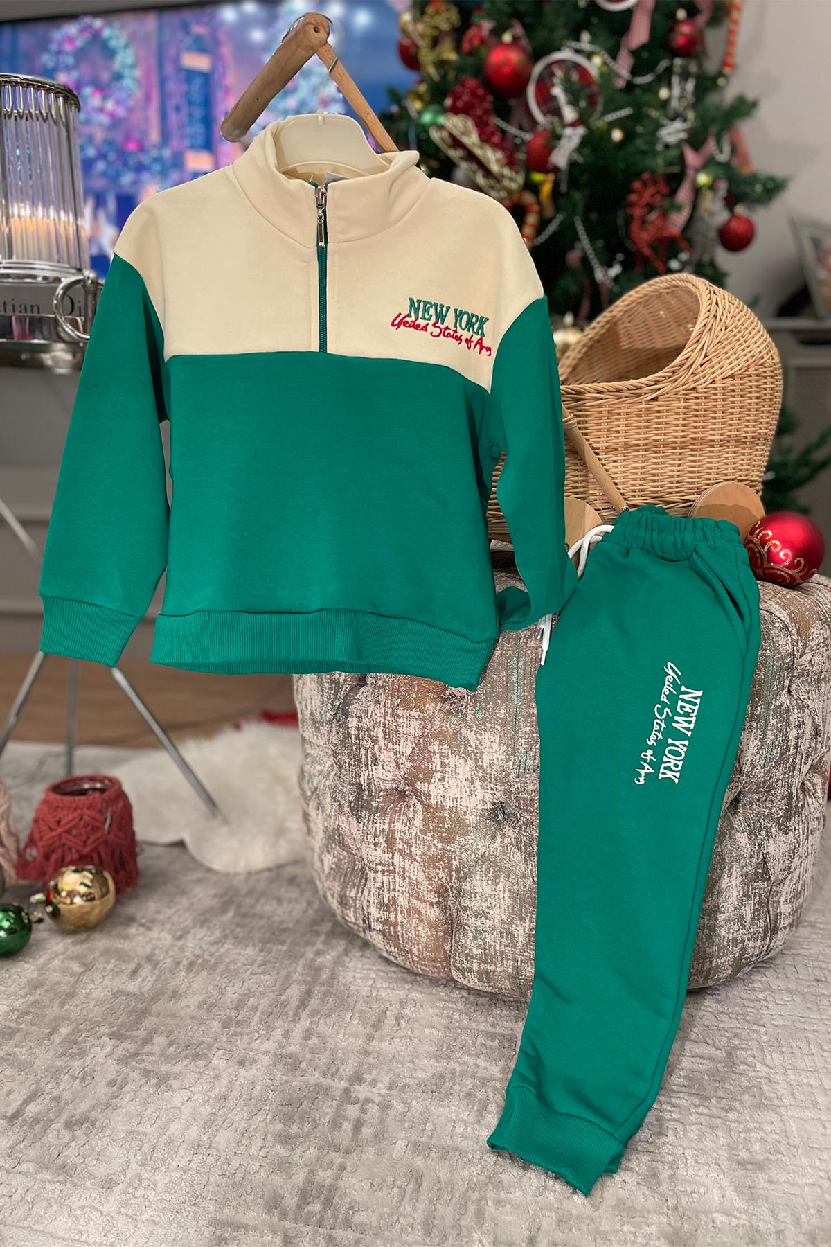 Kids Yeşil  Krem Takım