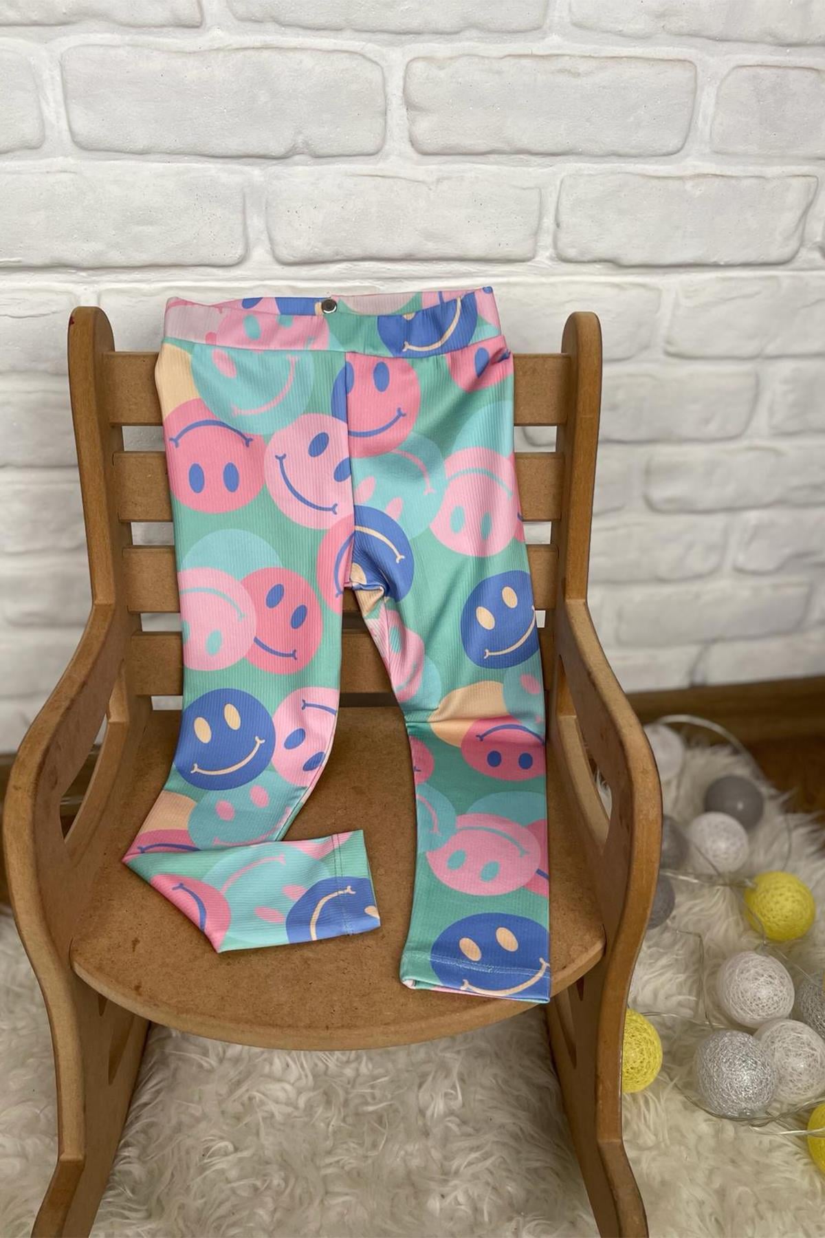 Kids Yeşil Smile  Baskılı Tayt