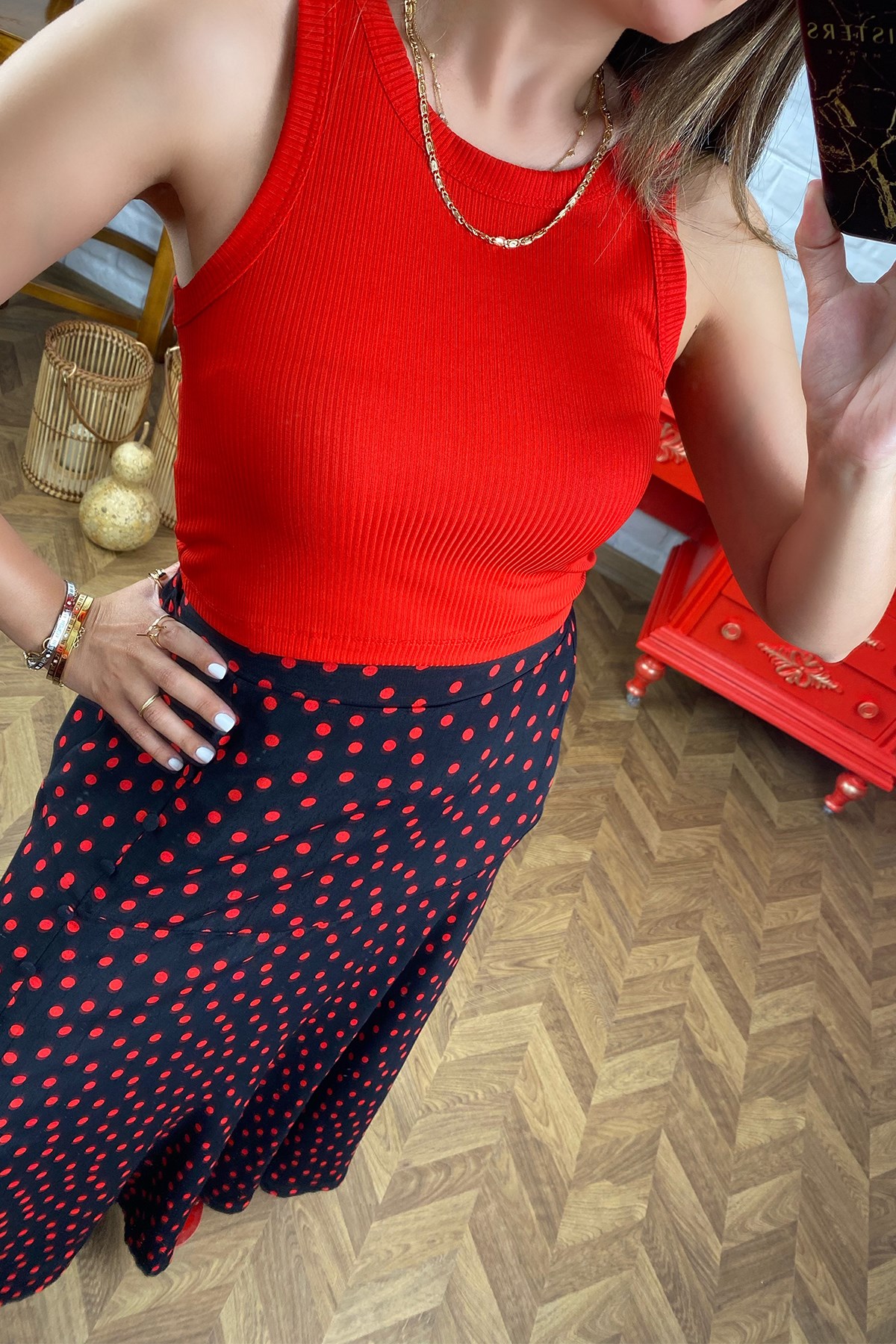 Kırmızı Fitilli  Crop Top