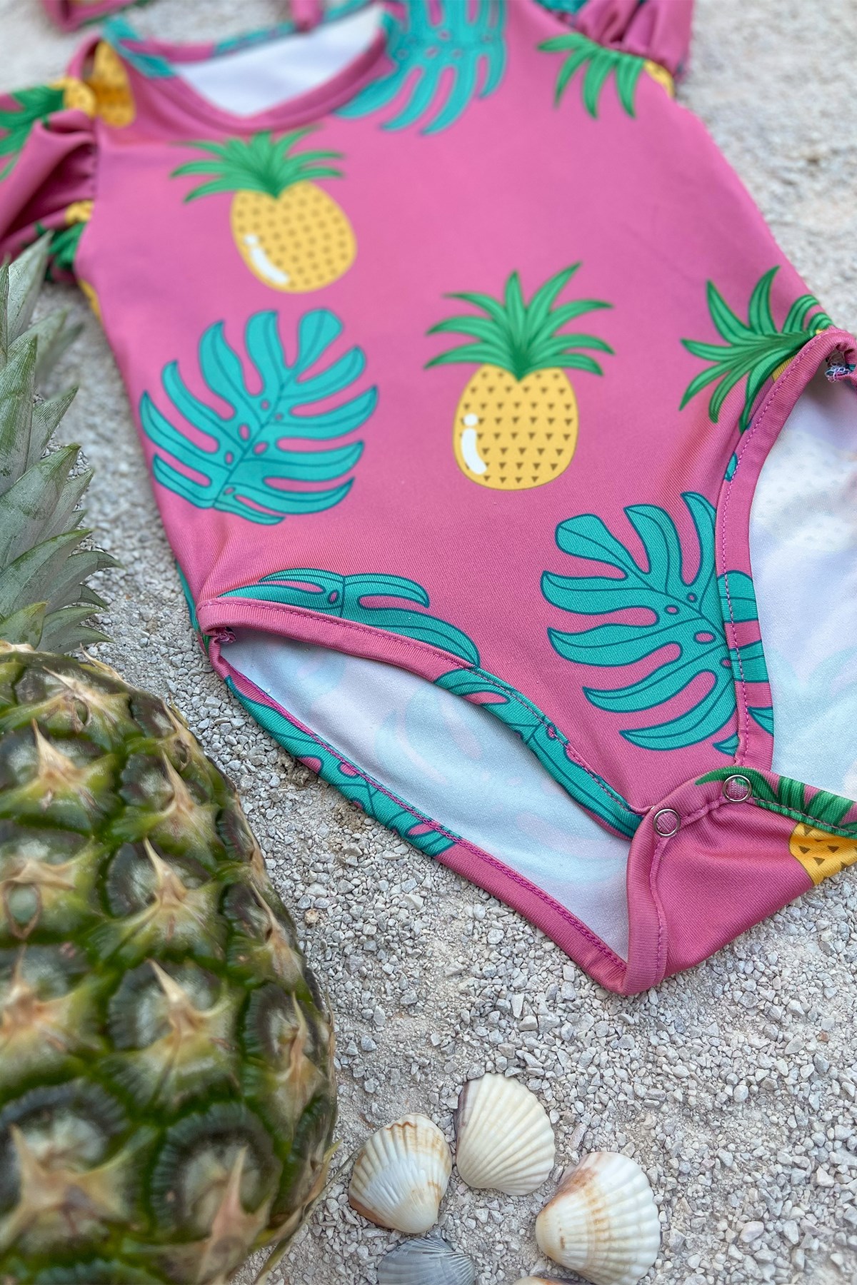 Kolu Fırfırlı Ananas Desenli Mayo