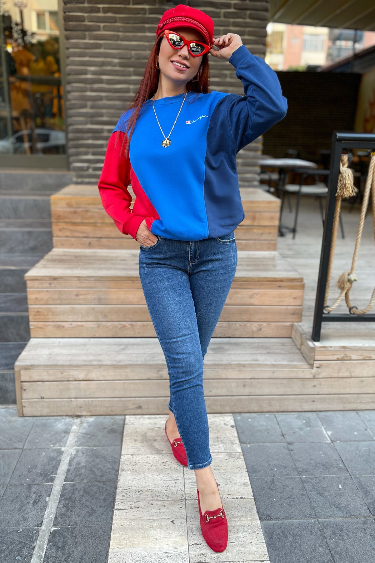 Koyu Renk Likralı Mom Jean Kot Pantolon
