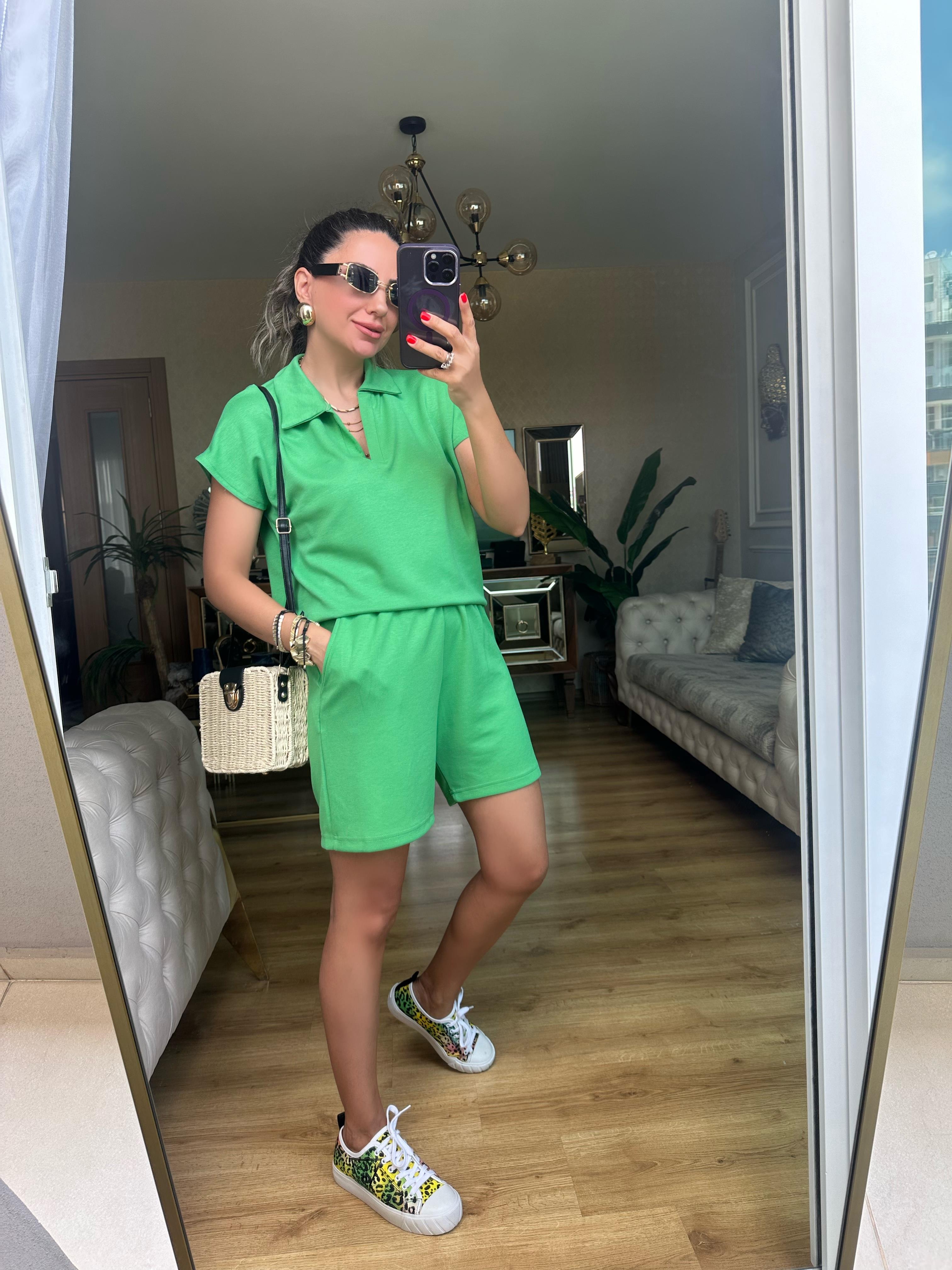 Koyu Yeşil Oysh Modal Şort Takım