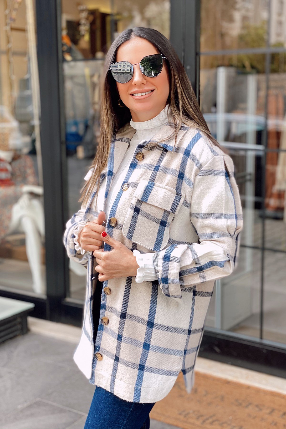 Kremli Mavili  Oduncu Gömlek 