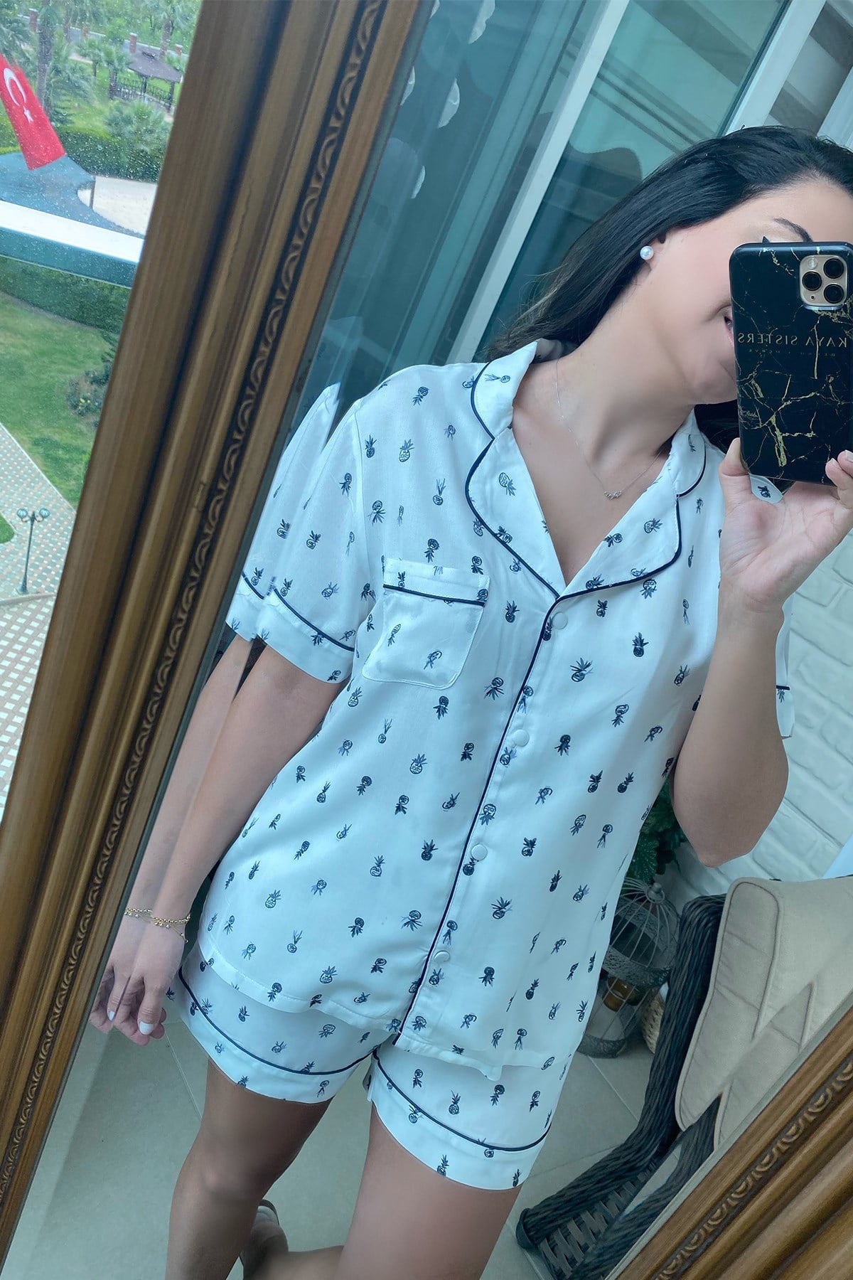 Lacivert Ananaslı Pijama Takım