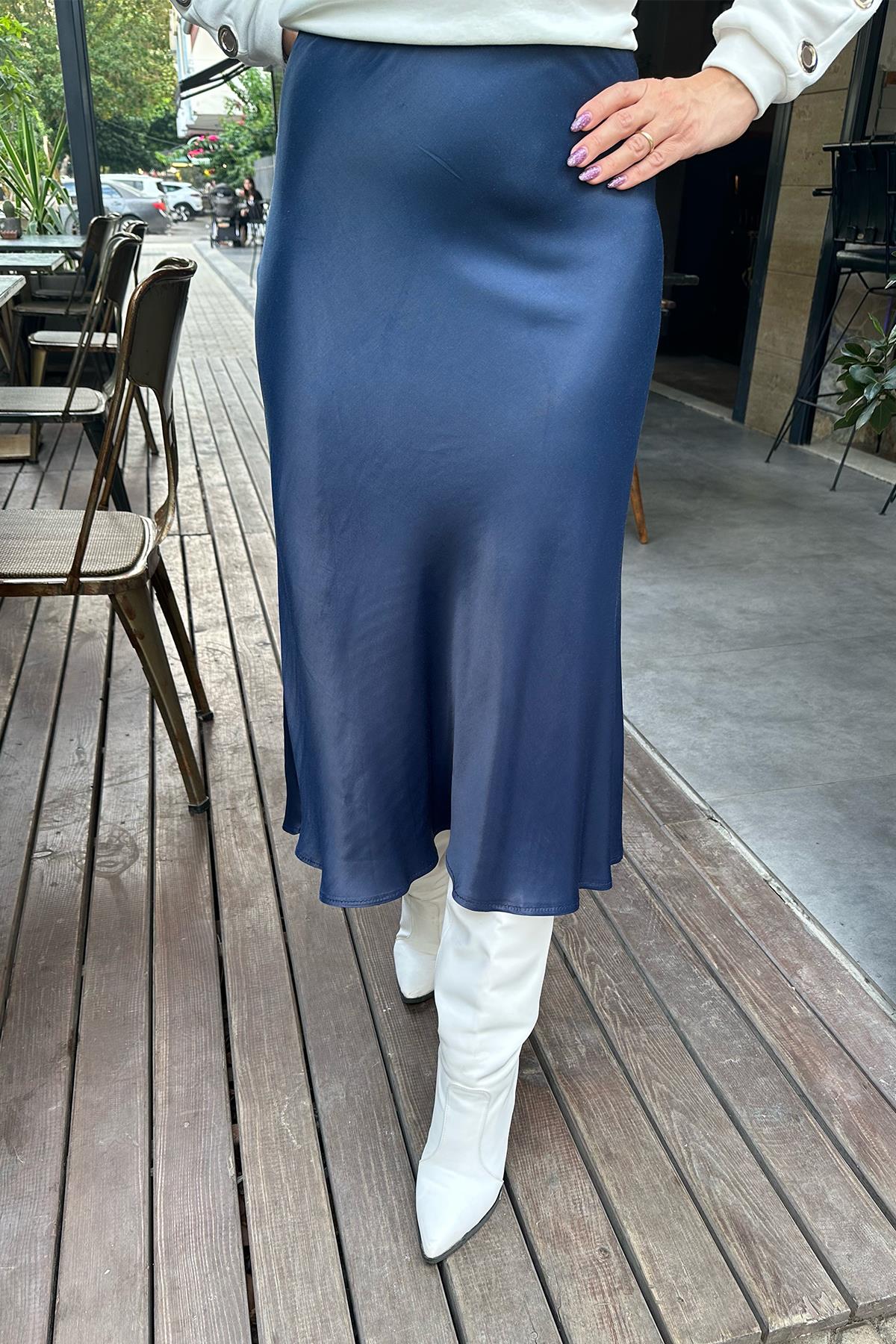 Lacivert Saten Etek
