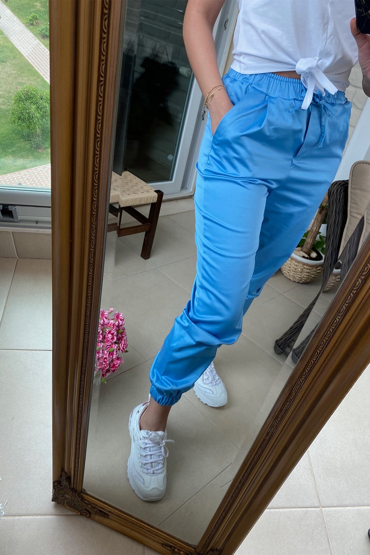 Mavi  Paça Lastikli Eşofman Altı