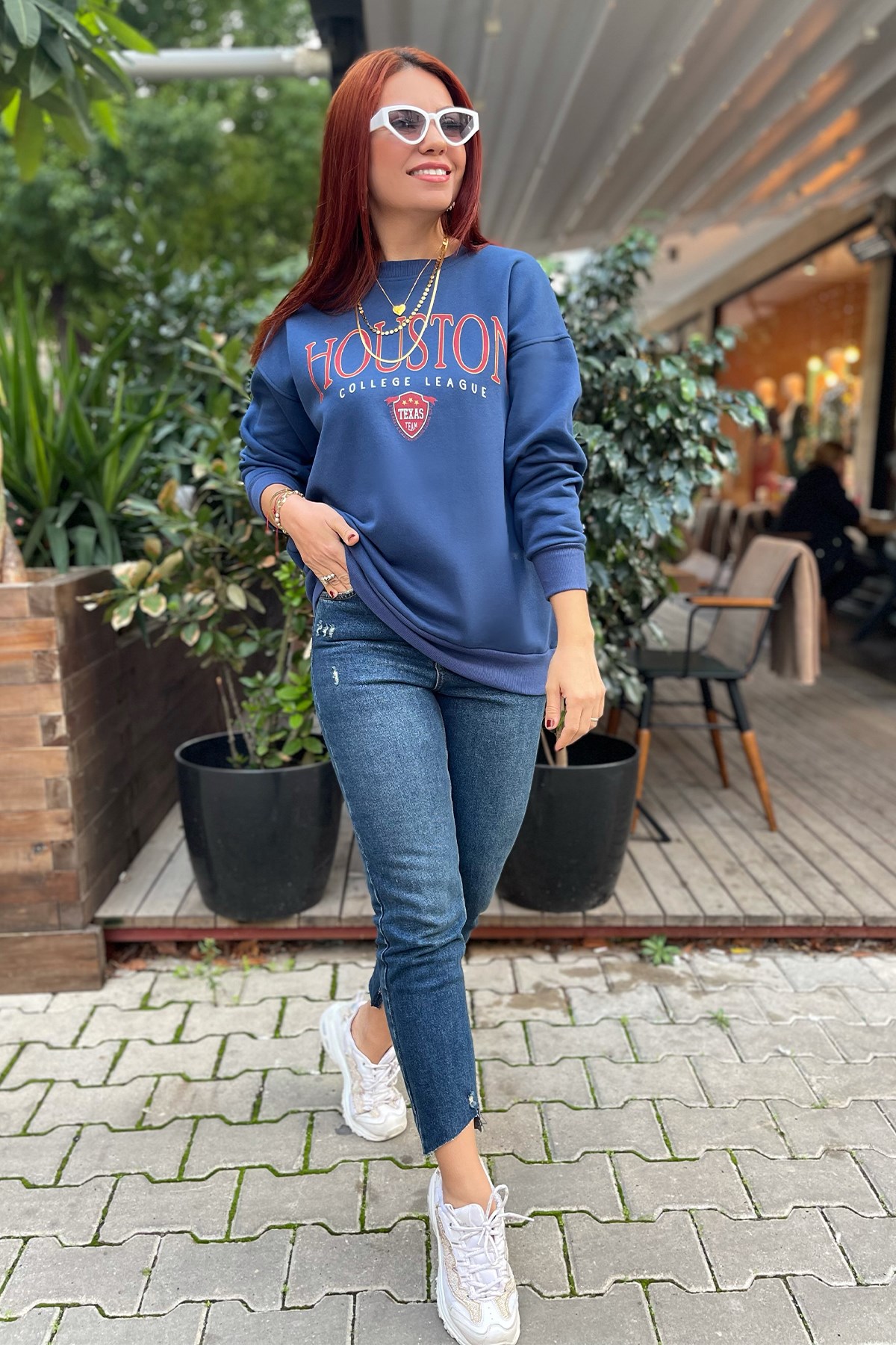 Mavi Houtson Baskılı Sweatshirt