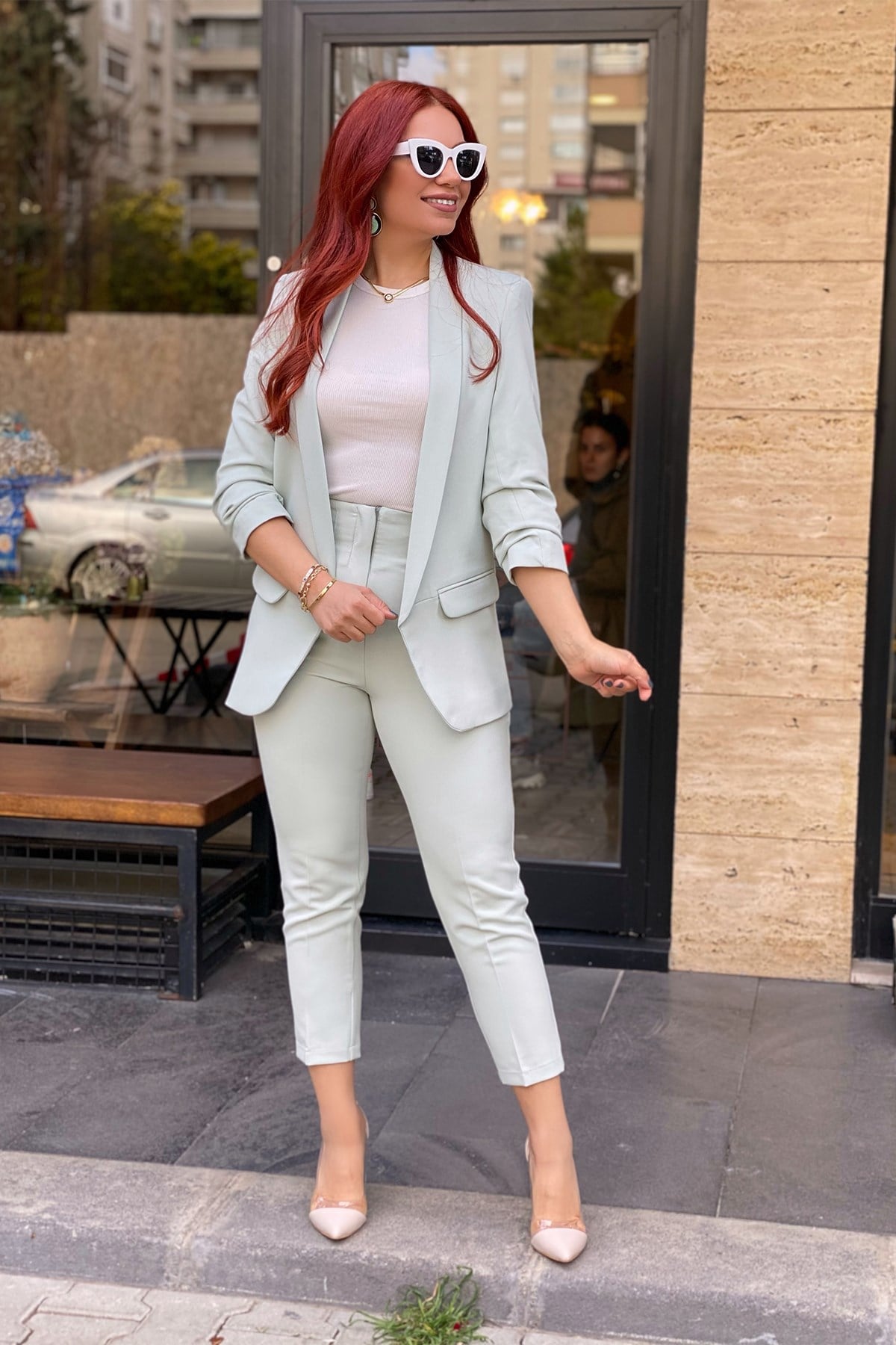 Mint Yeşil  Kumaş Pantolon