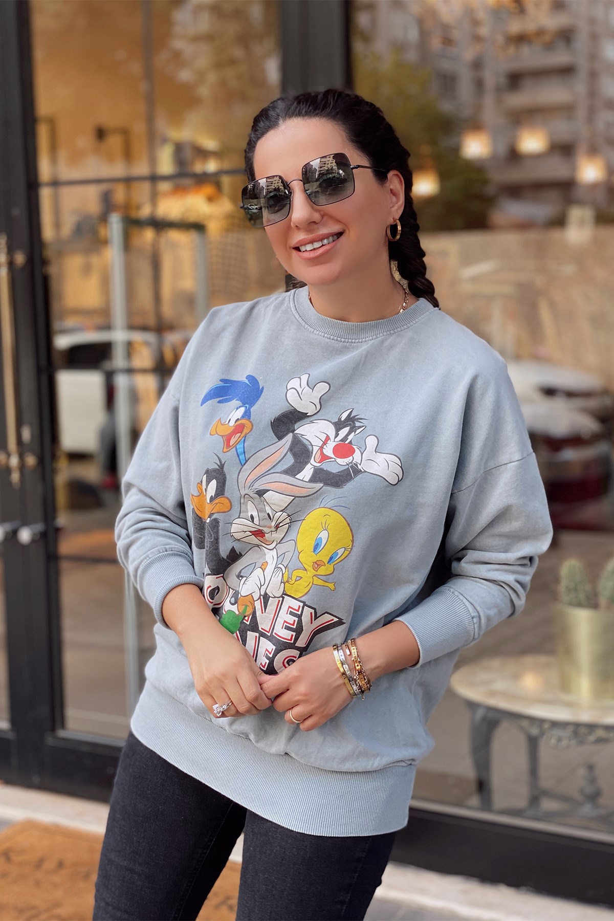 Önü Baskılı Figürlü Sweatshirt