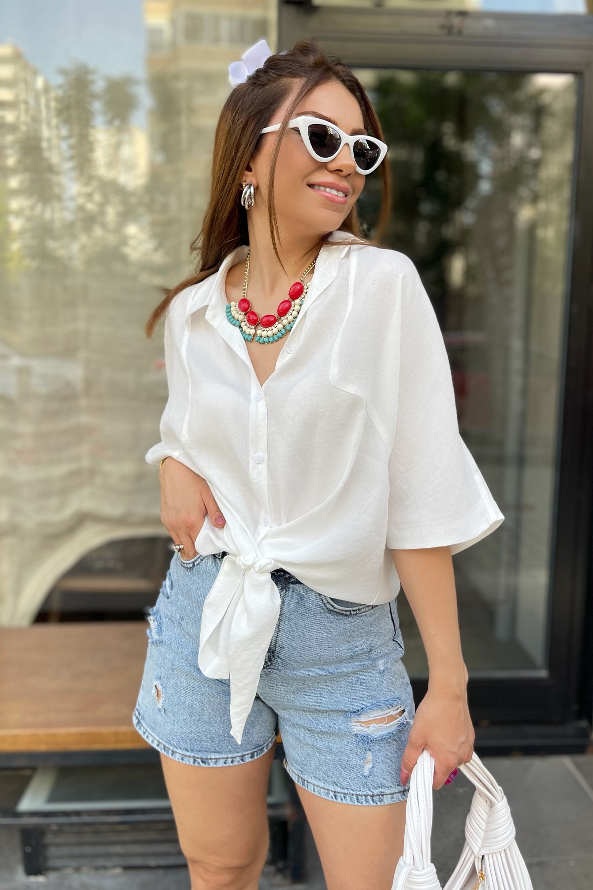 Oversize Beyaz Gömlek