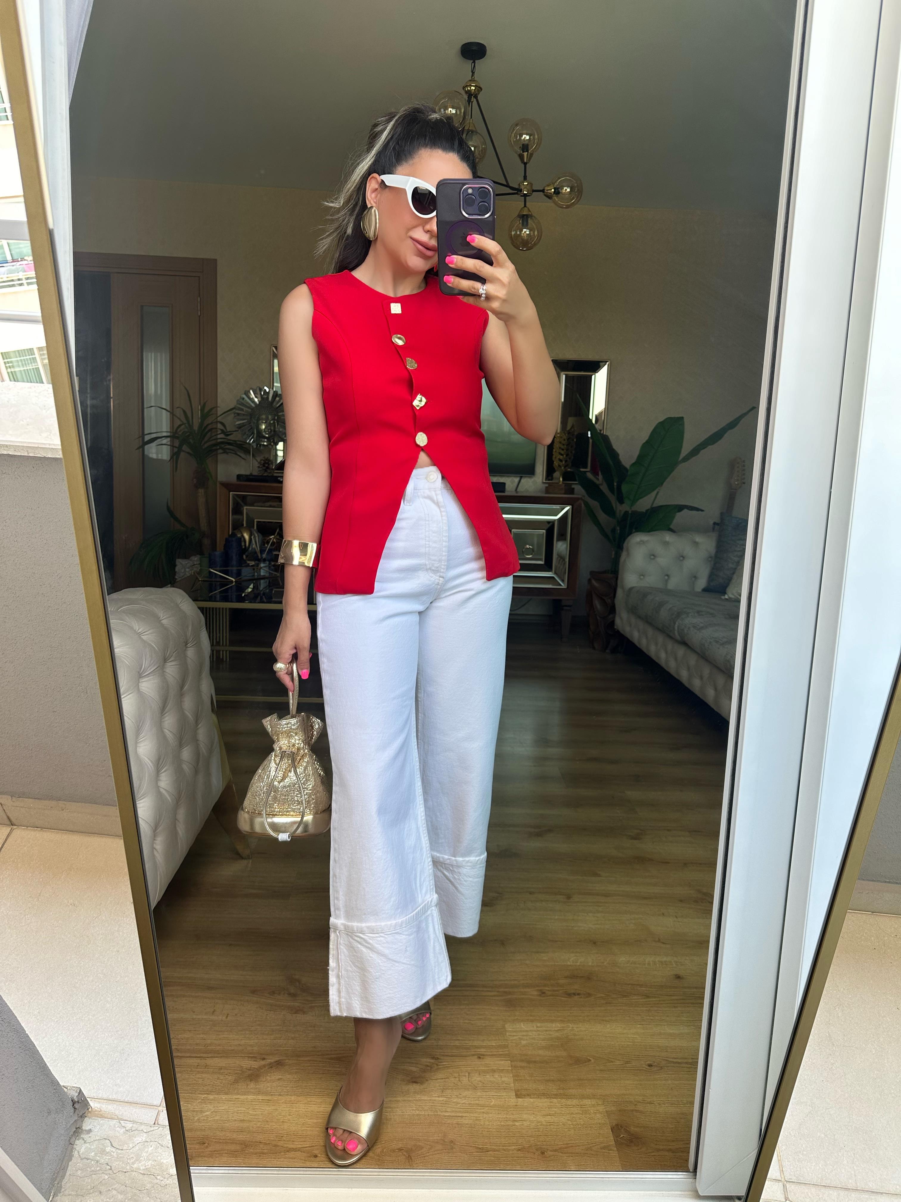 Paçası Katlı Orj Marka Beyaz Jean