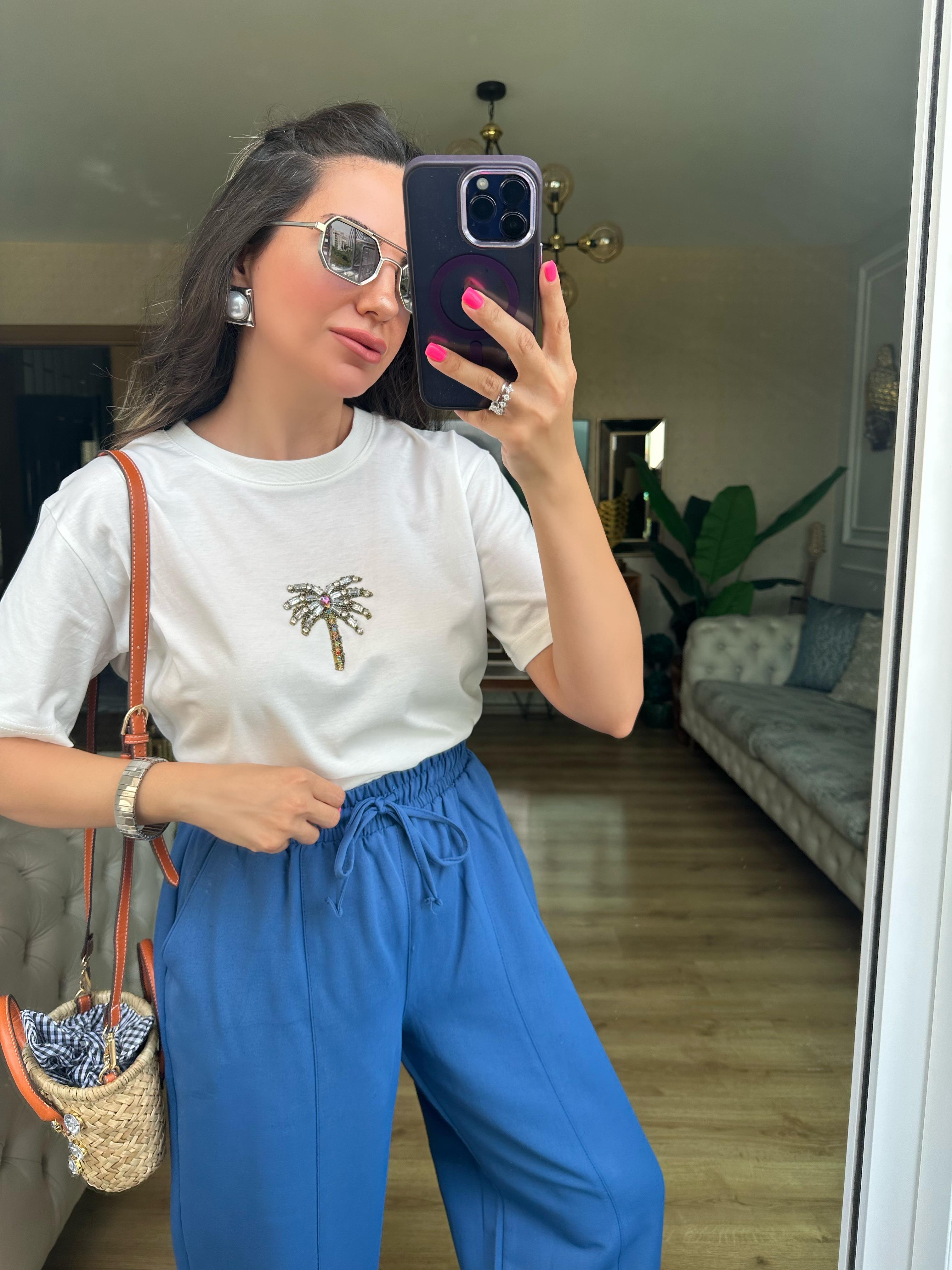 Palmiye Taşlı Tshirt