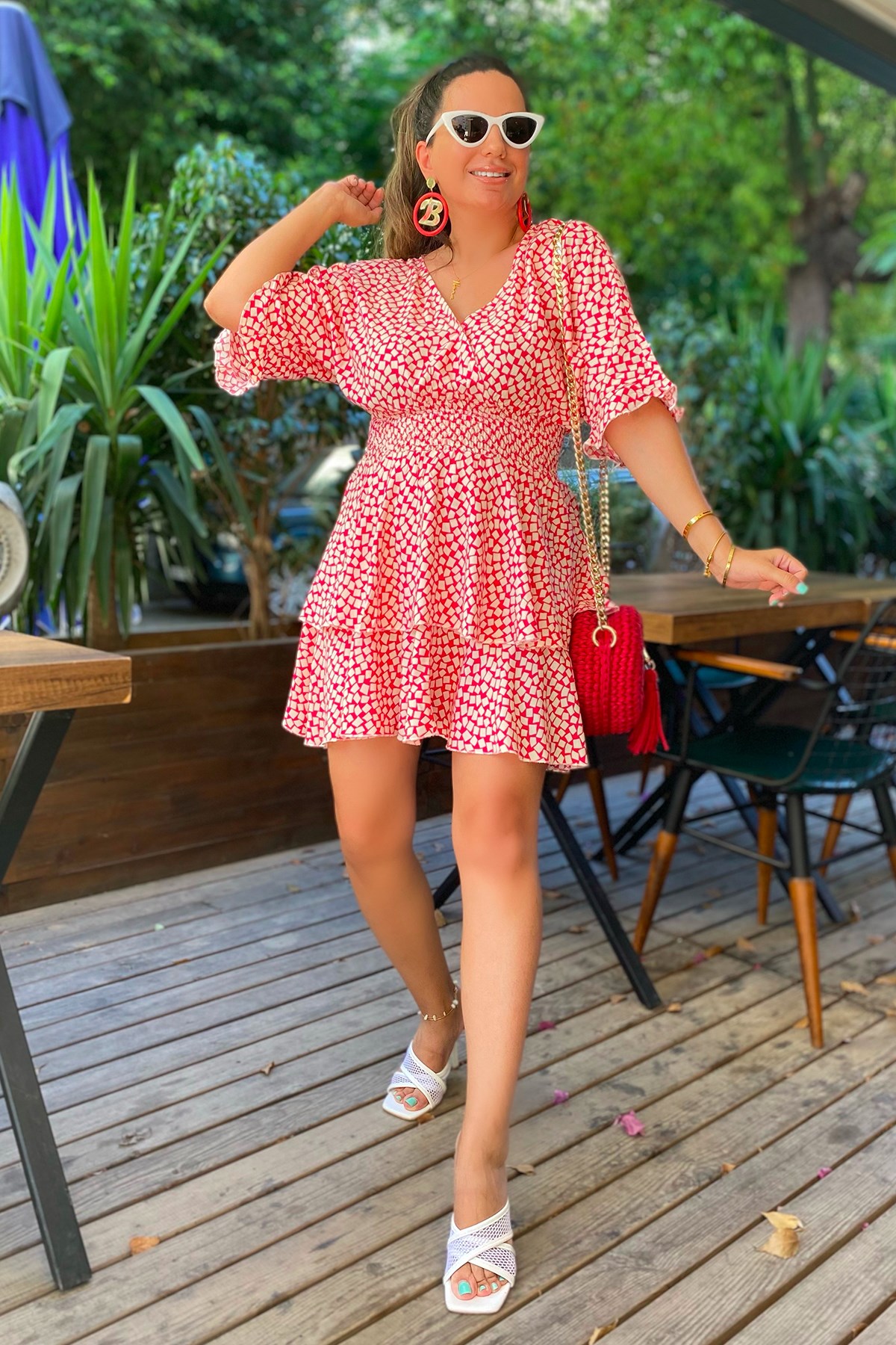 Pembe Beli Lastikli Elbise
