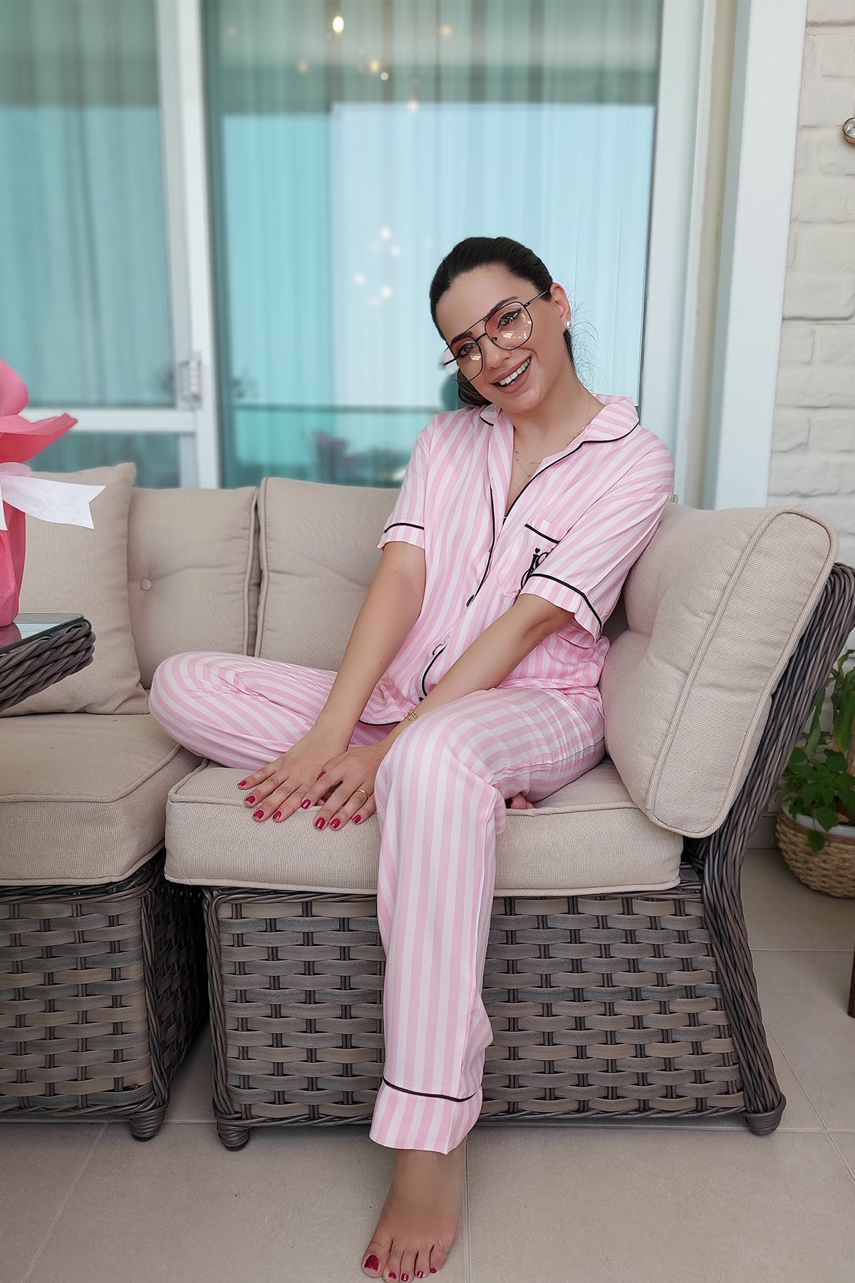 Pembe Çizgili Pijama Takımı