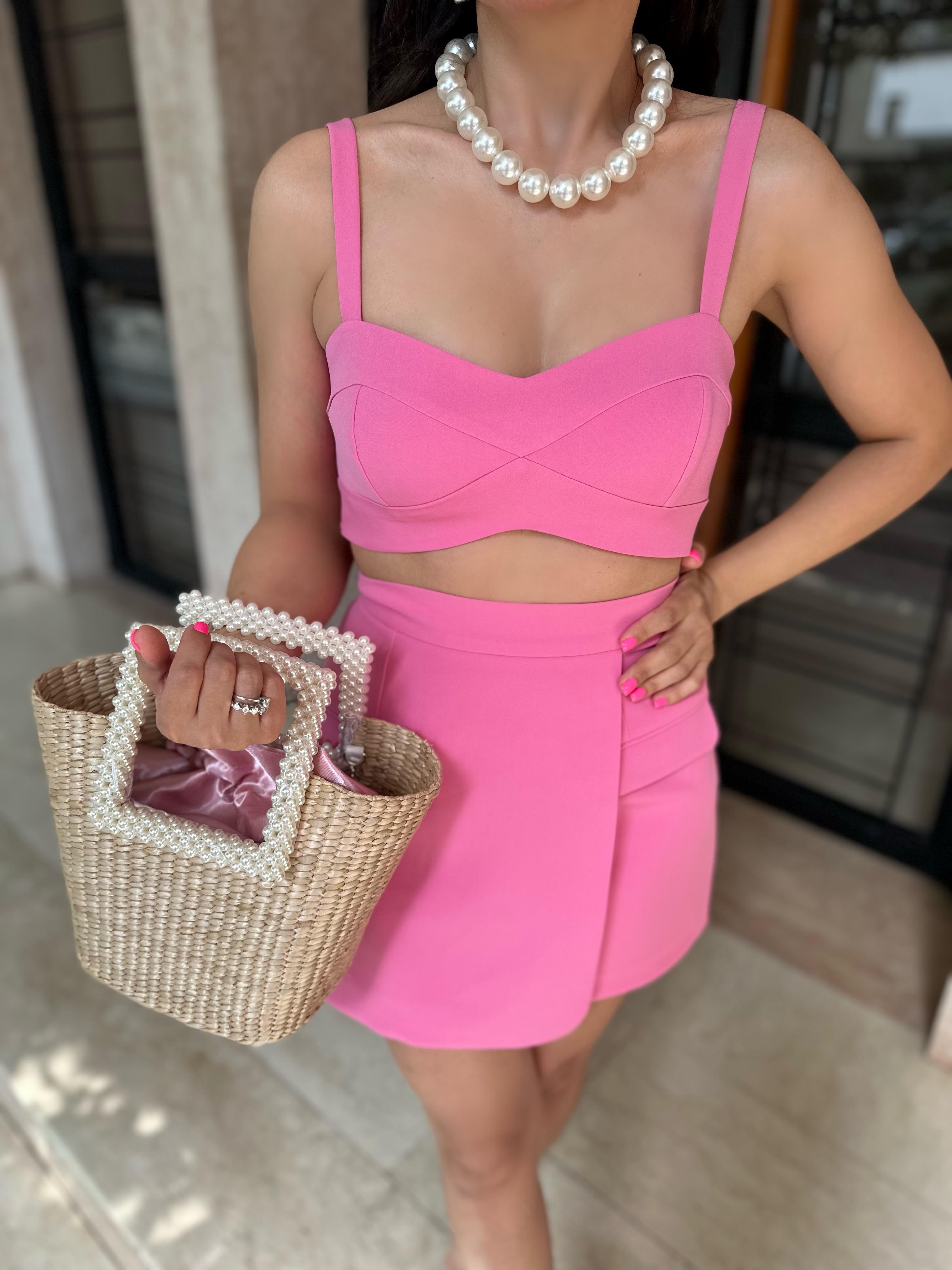 Pembe Crop Etek Takım
